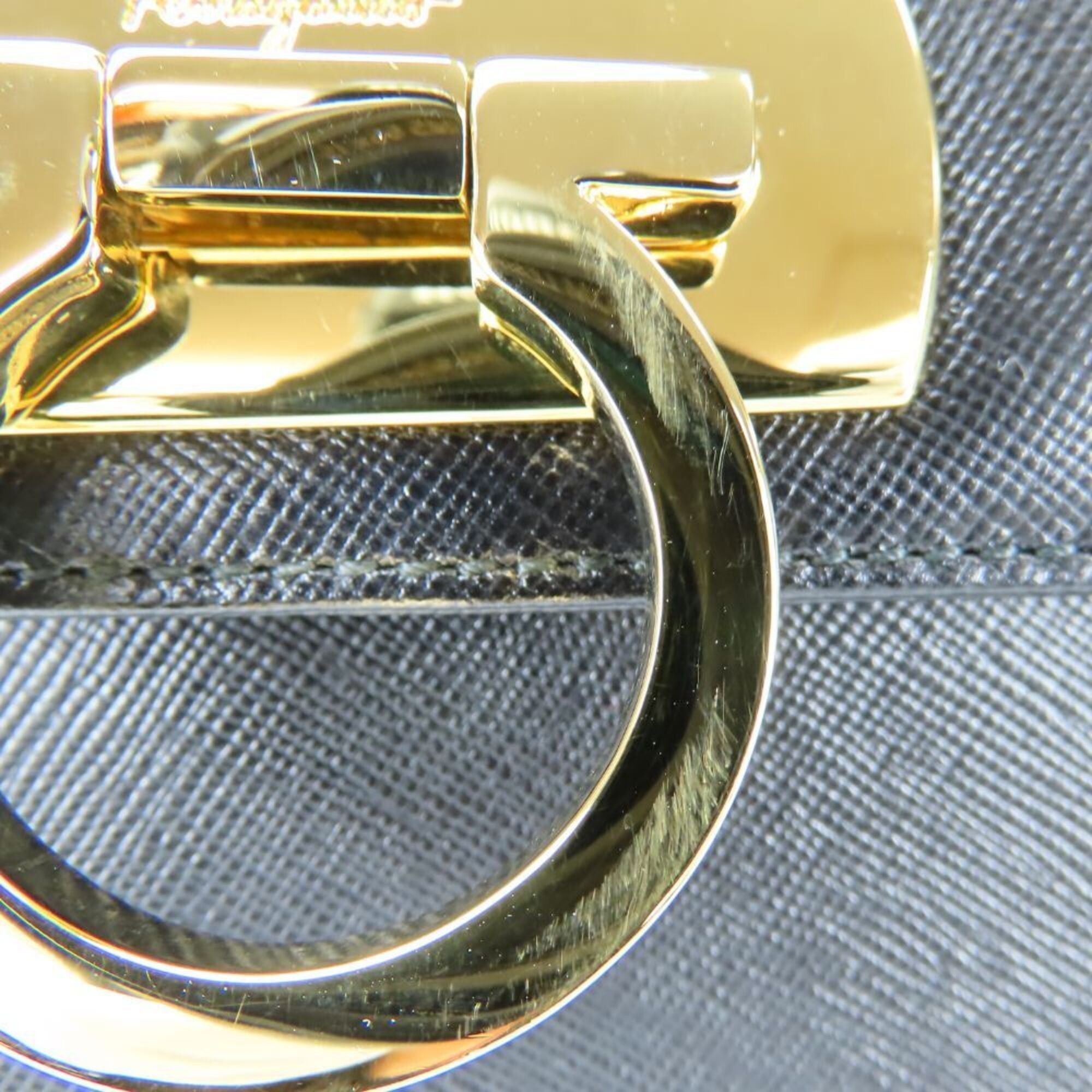 Salvatore Ferragamo Salvatore Ferragamo handbag BA-21 2181 Gancini leather black gold hardware women's Size ONE SIZE - 18 Thumbnail