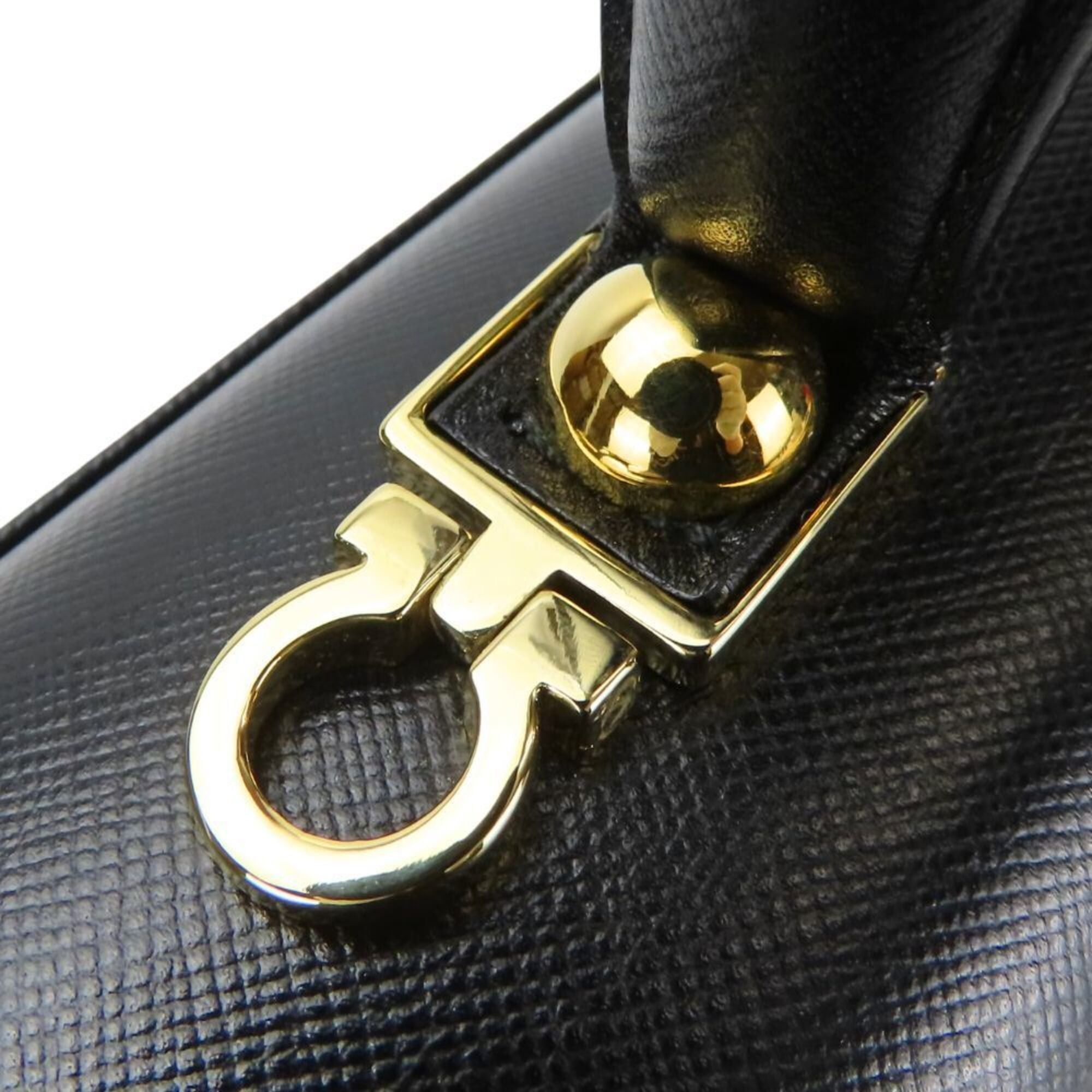 Salvatore Ferragamo Salvatore Ferragamo handbag BA-21 2181 Gancini leather black gold hardware women's Size ONE SIZE - 13 Thumbnail