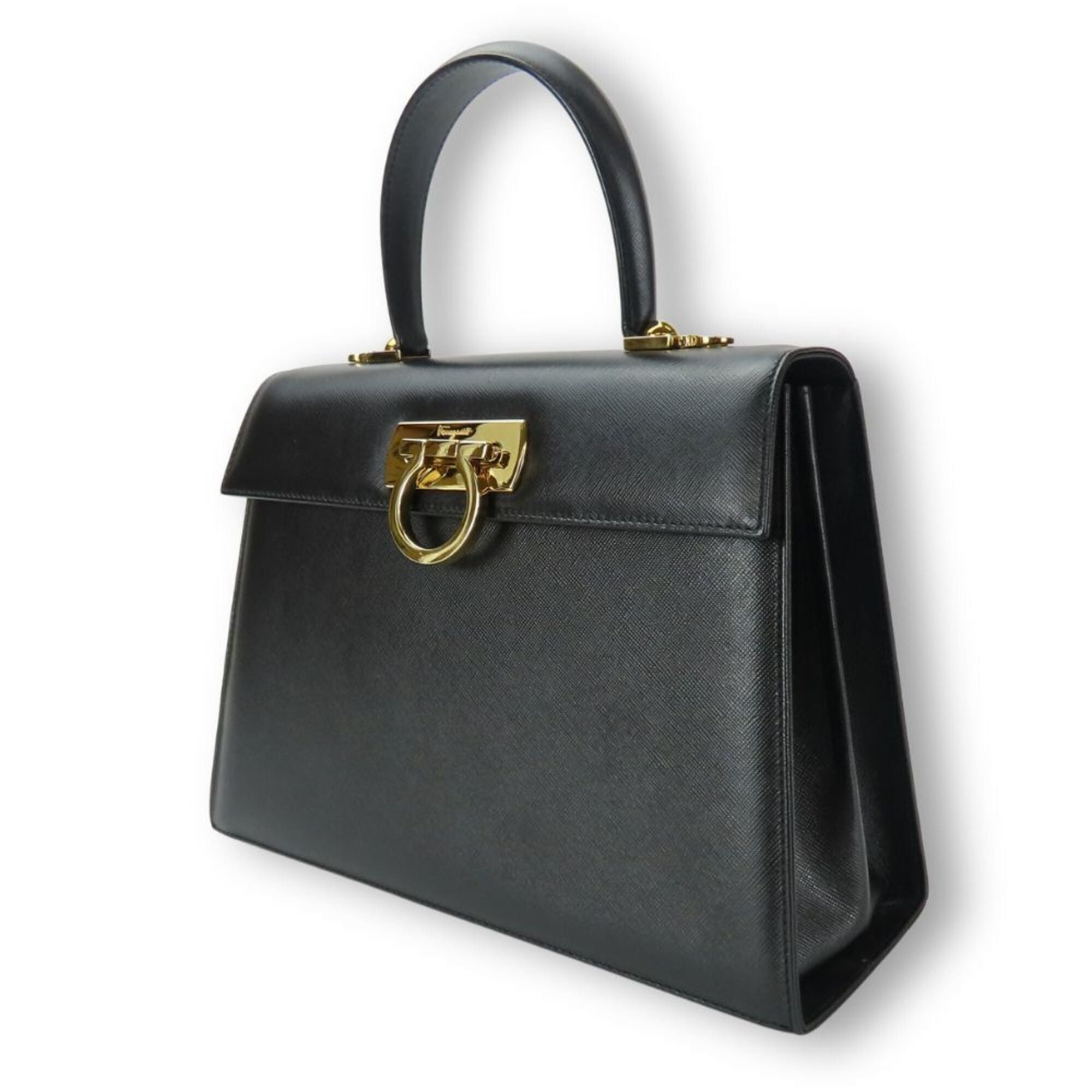Salvatore Ferragamo Salvatore Ferragamo handbag BA-21 2181 Gancini leather black gold hardware women's Size ONE SIZE - 3 Thumbnail