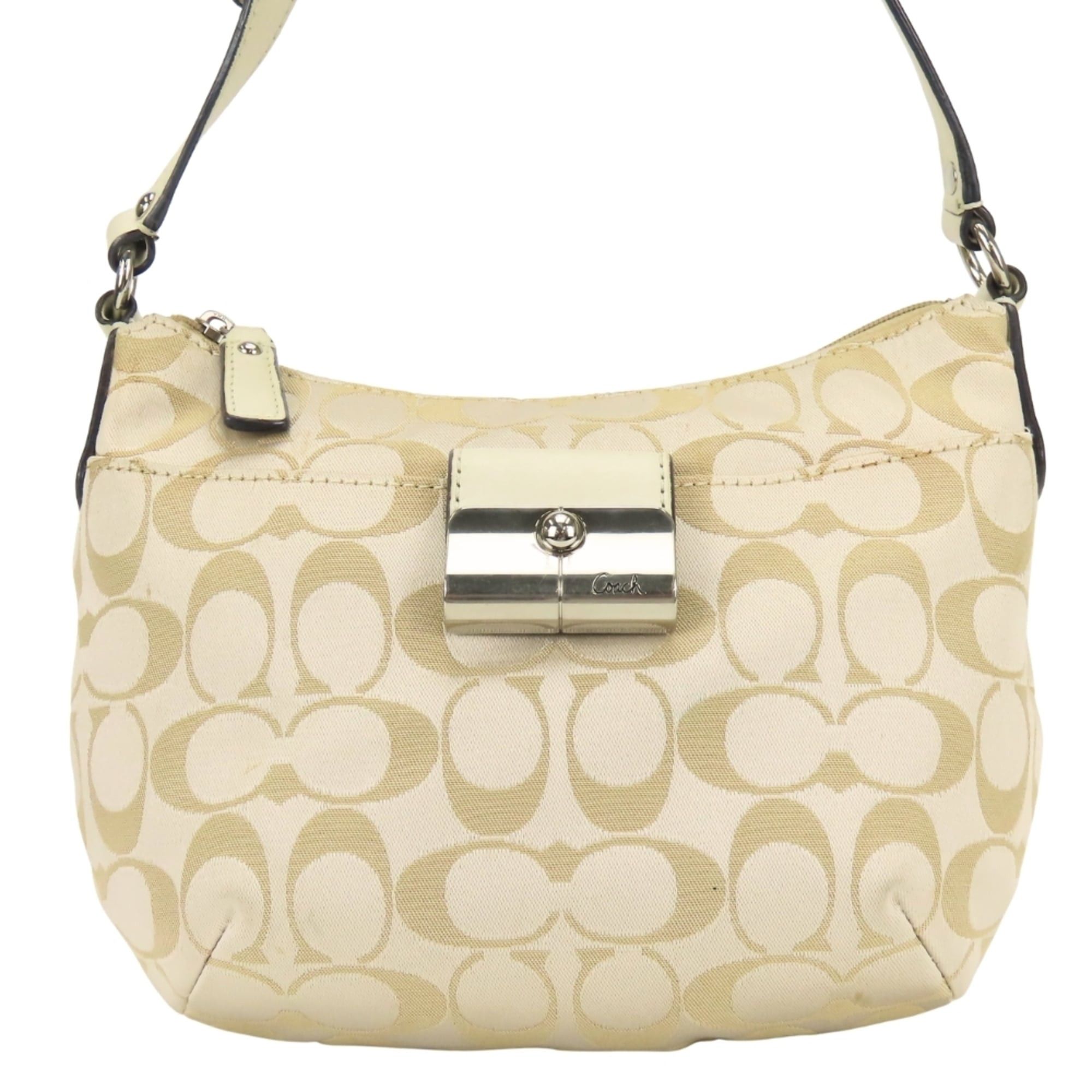Coach Coach Shoulder Bag Signature 43740 Canvas Leather Gold Greige Women's COACH Size ONE SIZE - 3 Thumbnail