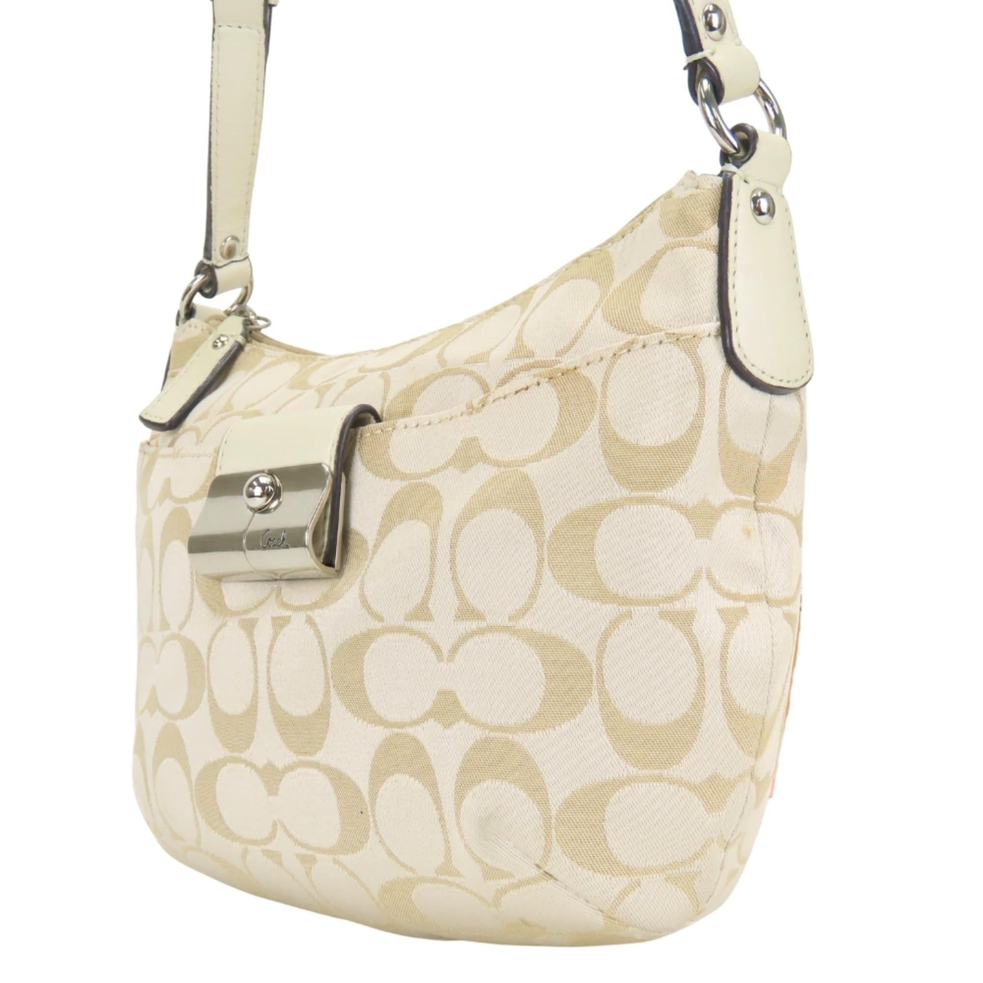 Coach Coach Shoulder Bag Signature 43740 Canvas Leather Gold Greige Women's COACH Size ONE SIZE - 4 Thumbnail
