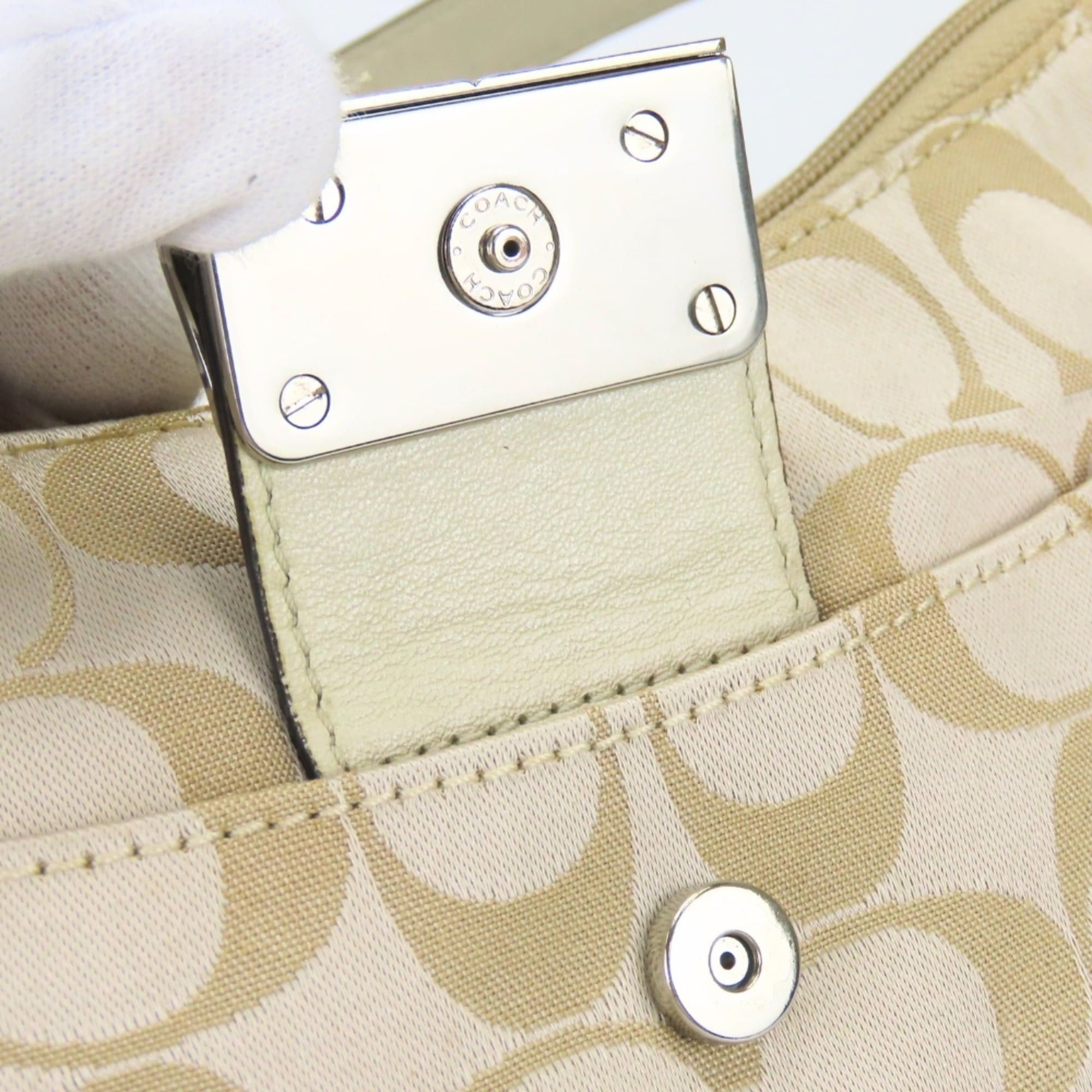 Coach Coach Shoulder Bag Signature 43740 Canvas Leather Gold Greige Women's COACH Size ONE SIZE - 13 Thumbnail