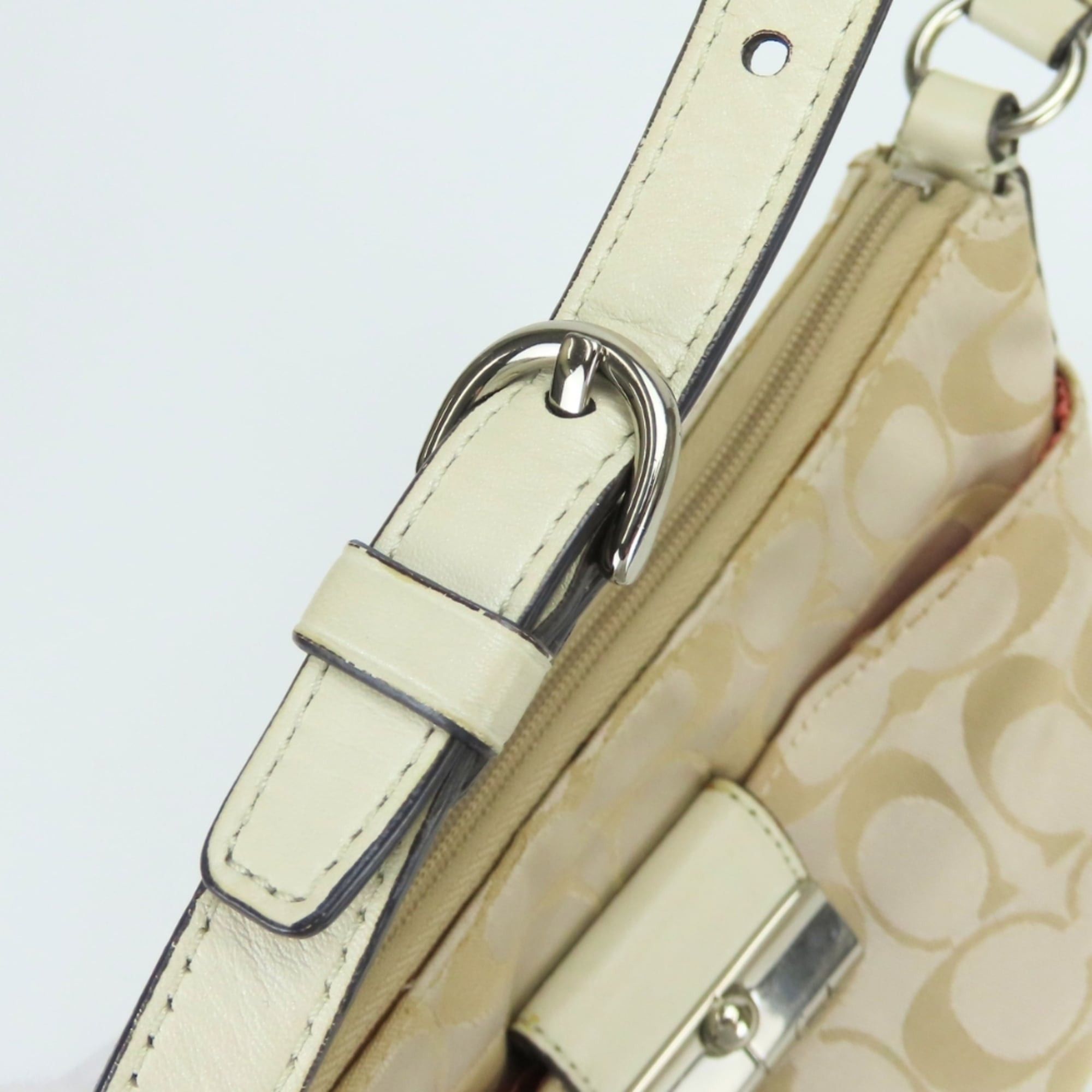 Coach Coach Shoulder Bag Signature 43740 Canvas Leather Gold Greige Women's COACH Size ONE SIZE - 15 Thumbnail