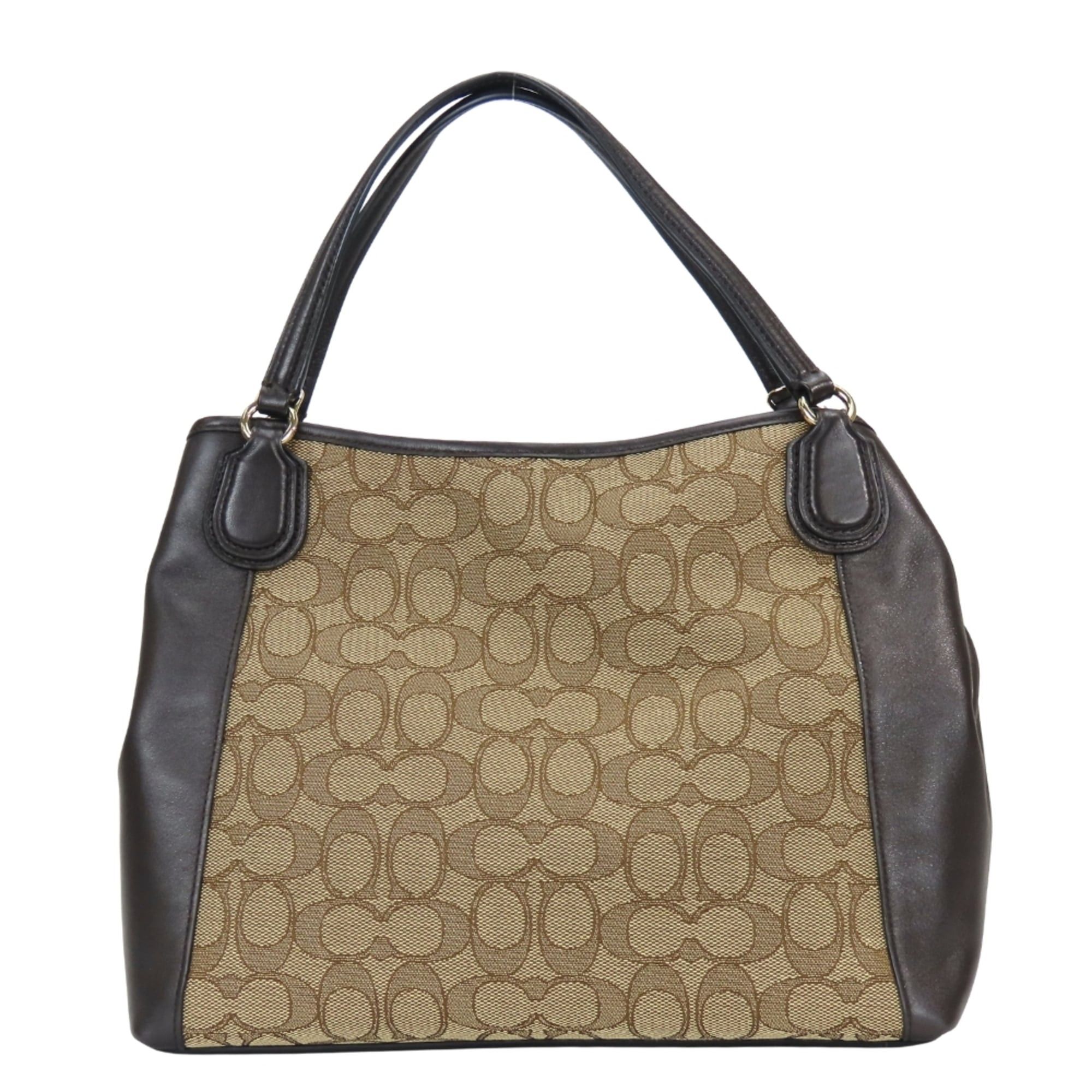 Coach Coach Signature Tote Bag 36370, Canvas and Leather, Beige Dark Brown, Gold Hardware, Women's. Size ONE SIZE - 4 Thumbnail
