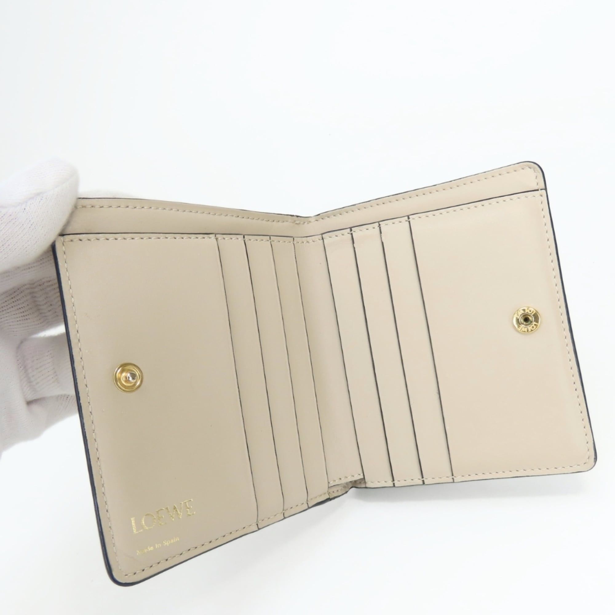 Loewe Loewe Bi-fold Wallet, Anagram Leather, Greige, Gold Hardware, Compact Women's LOEWE Size ONE SIZE - 9 Thumbnail