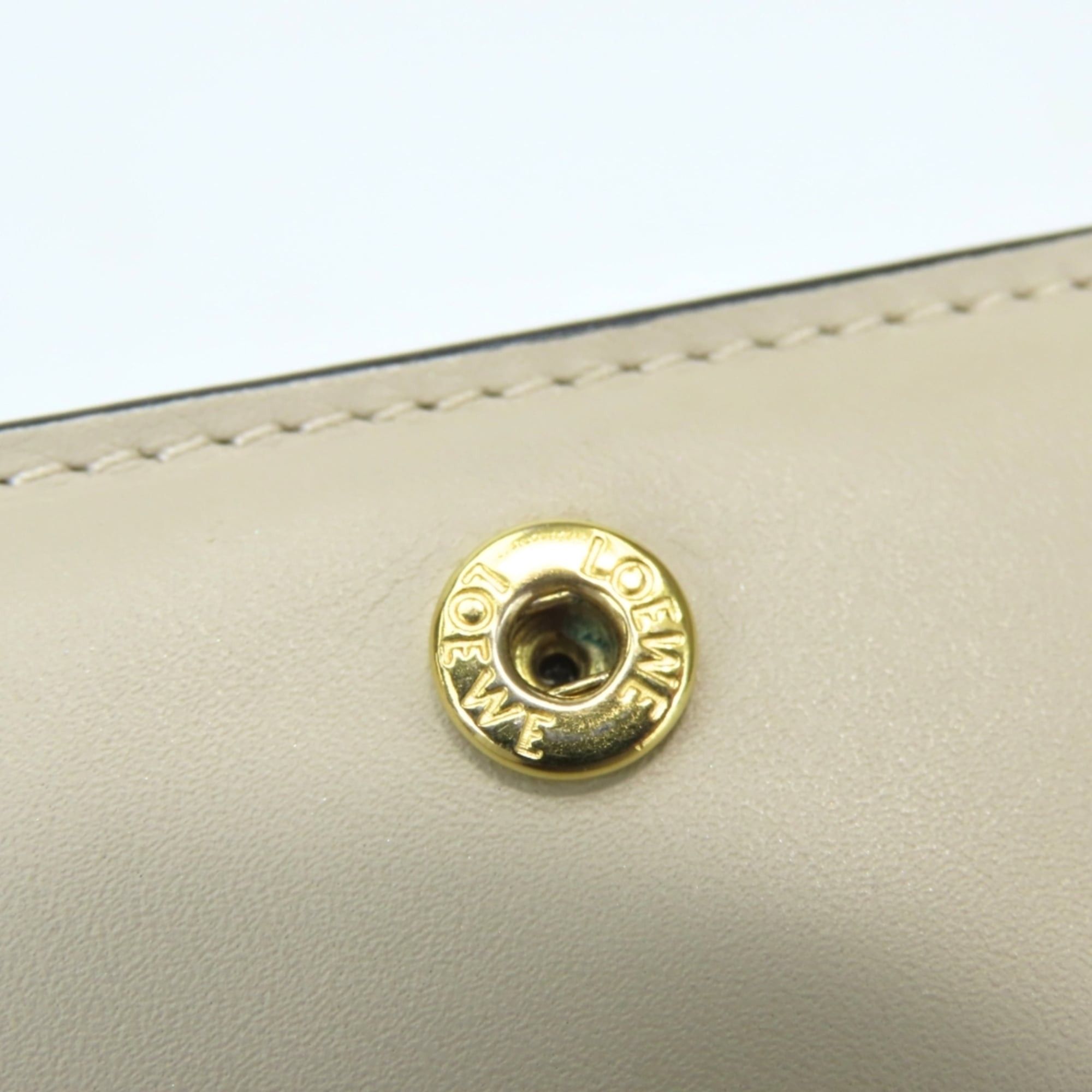 Loewe Loewe Bi-fold Wallet, Anagram Leather, Greige, Gold Hardware, Compact Women's LOEWE Size ONE SIZE - 11 Thumbnail