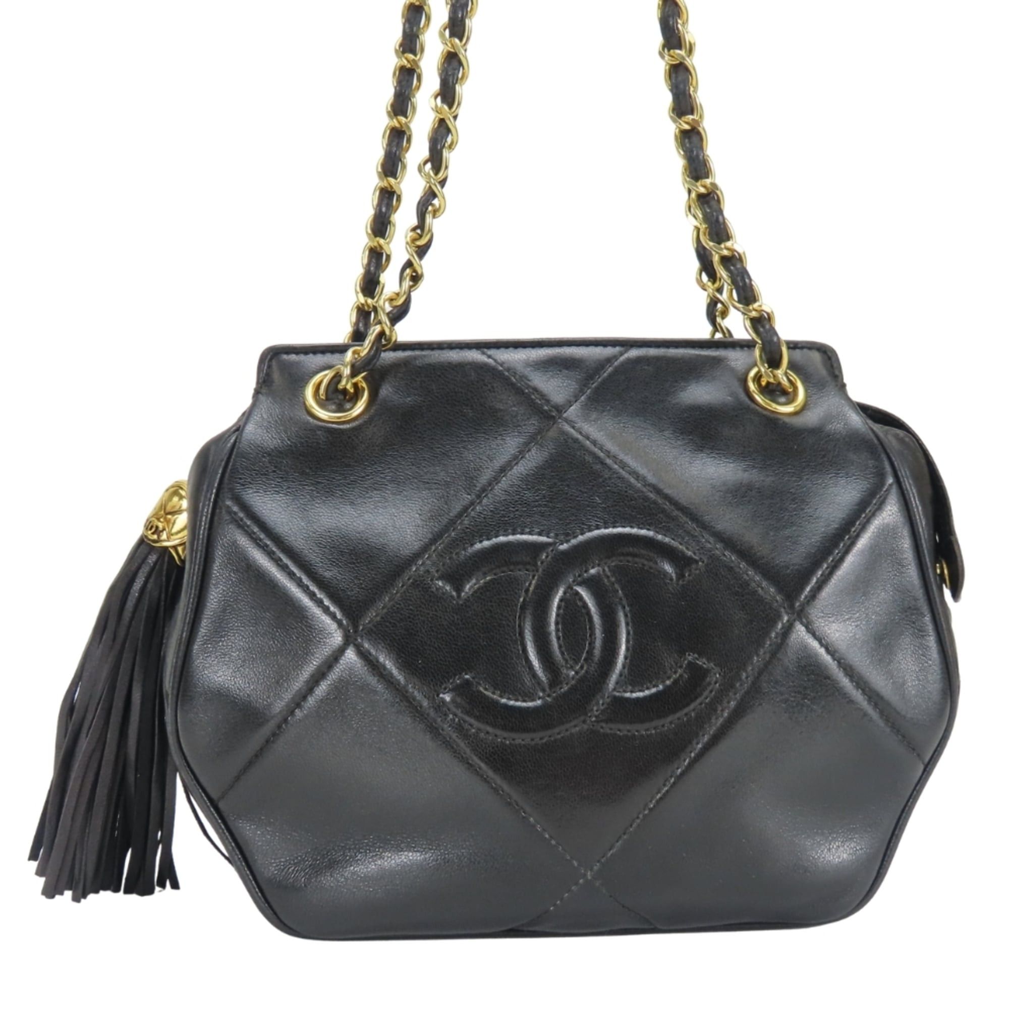 Chanel Chanel Shoulder Bag, Fringe, Lambskin, Black, Gold Hardware, Coco Mark, Chain, Women's CHANEL Size ONE SIZE - 2 Thumbnail