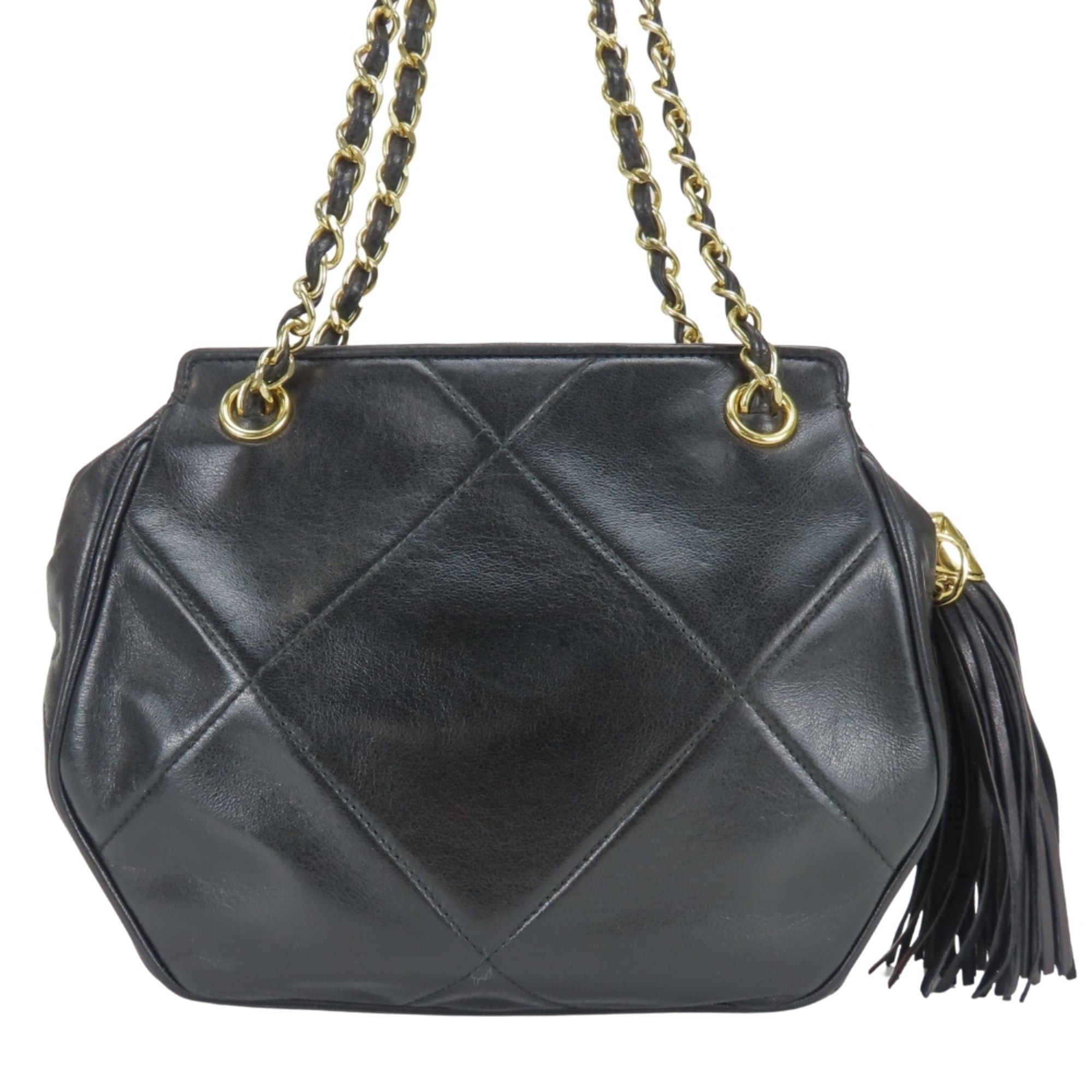 Chanel Chanel Shoulder Bag, Fringe, Lambskin, Black, Gold Hardware, Coco Mark, Chain, Women's CHANEL Size ONE SIZE - 4 Thumbnail