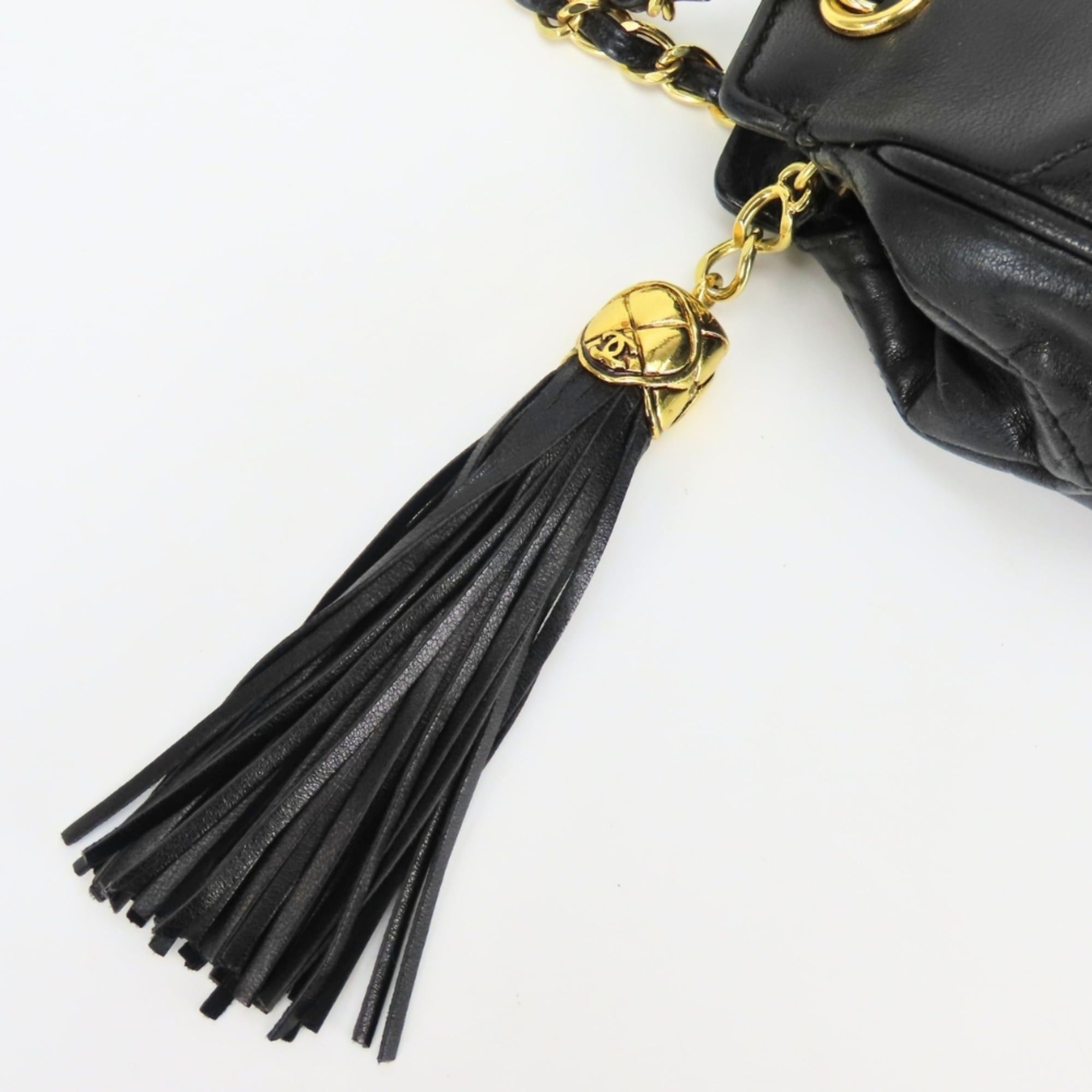 Chanel Chanel Shoulder Bag, Fringe, Lambskin, Black, Gold Hardware, Coco Mark, Chain, Women's CHANEL Size ONE SIZE - 14 Thumbnail