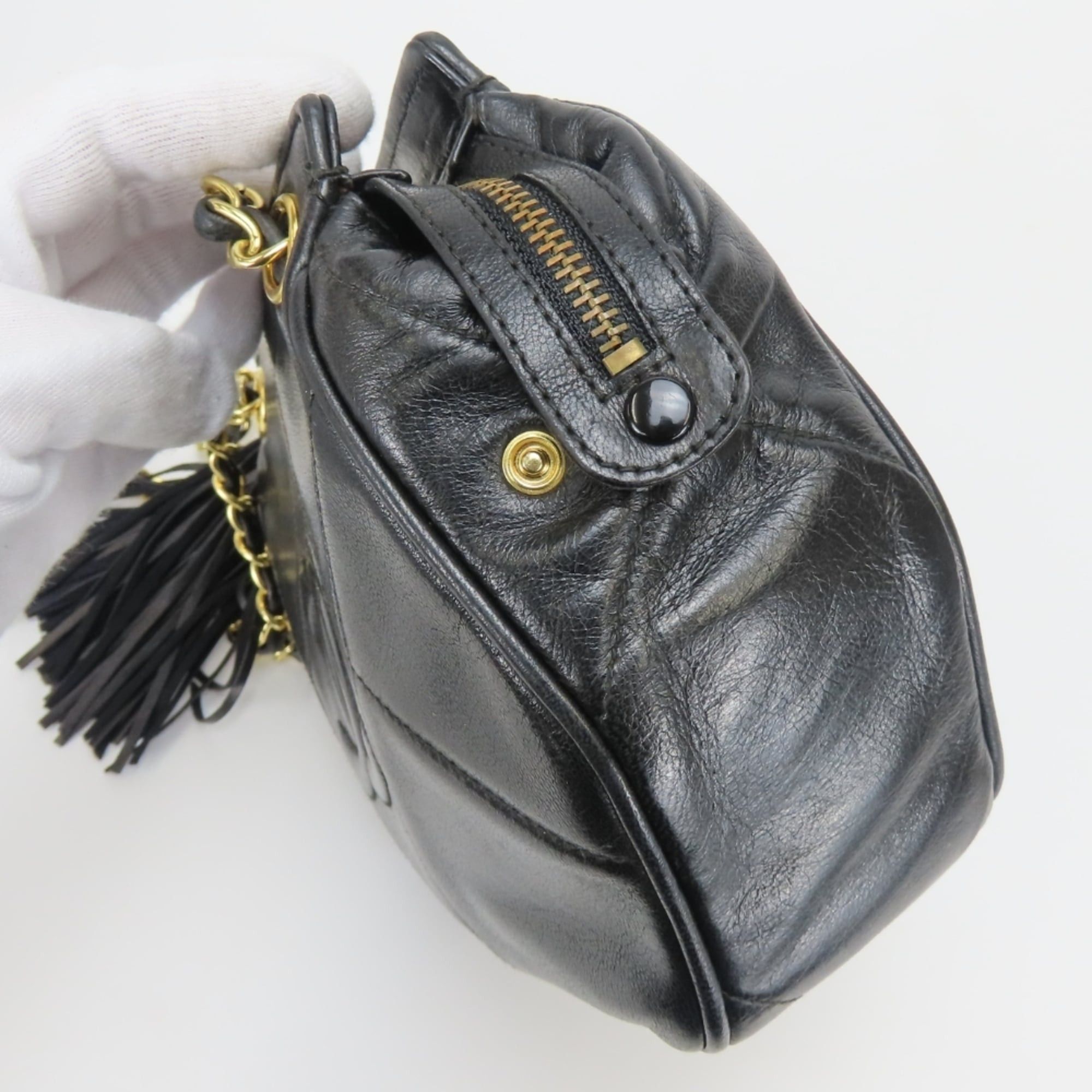 Chanel Chanel Shoulder Bag, Fringe, Lambskin, Black, Gold Hardware, Coco Mark, Chain, Women's CHANEL Size ONE SIZE - 10 Thumbnail