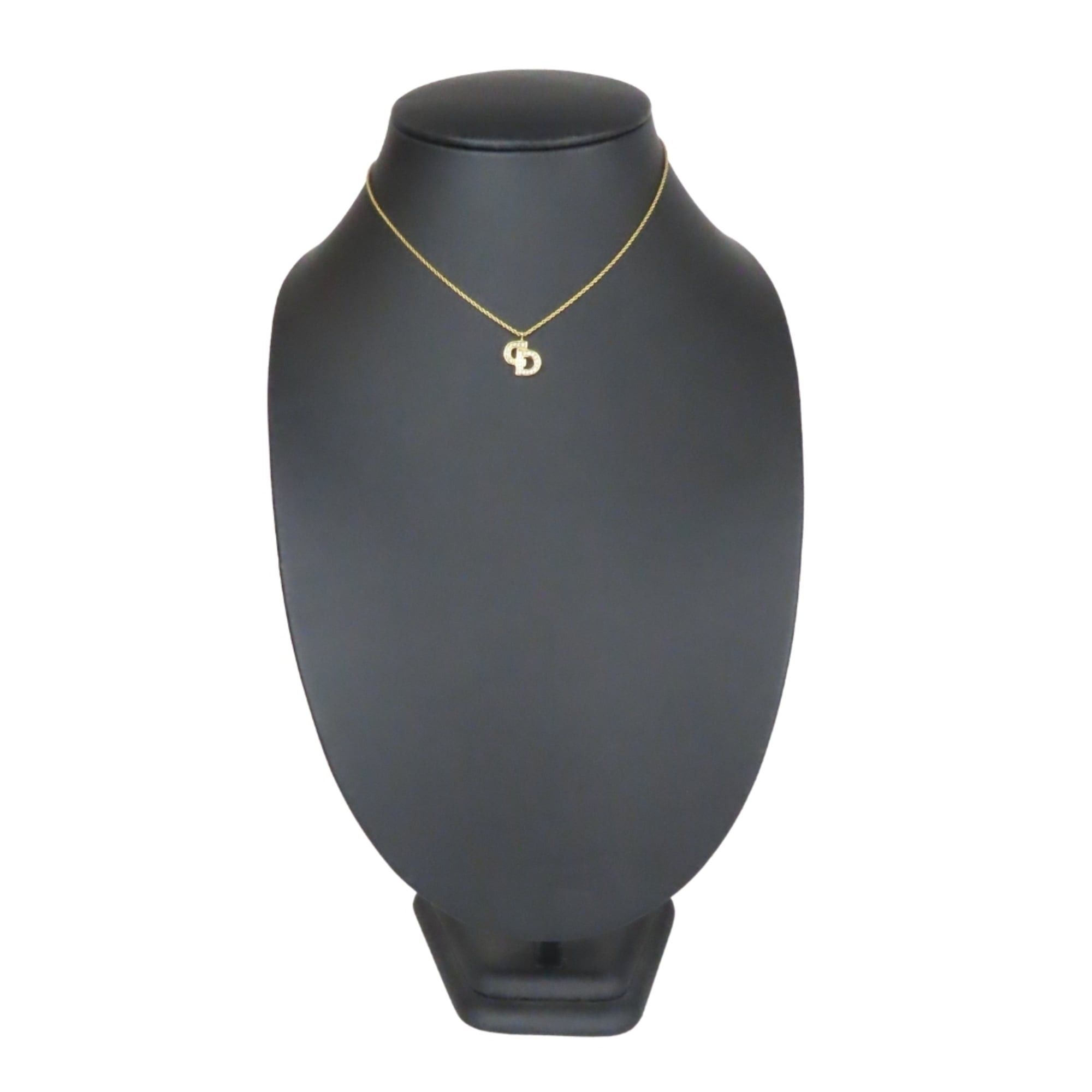Dior Christian Dior Necklace Logo Metal Rhinestone Gold Plated Pendant for Women Size ONE SIZE - 12 Thumbnail