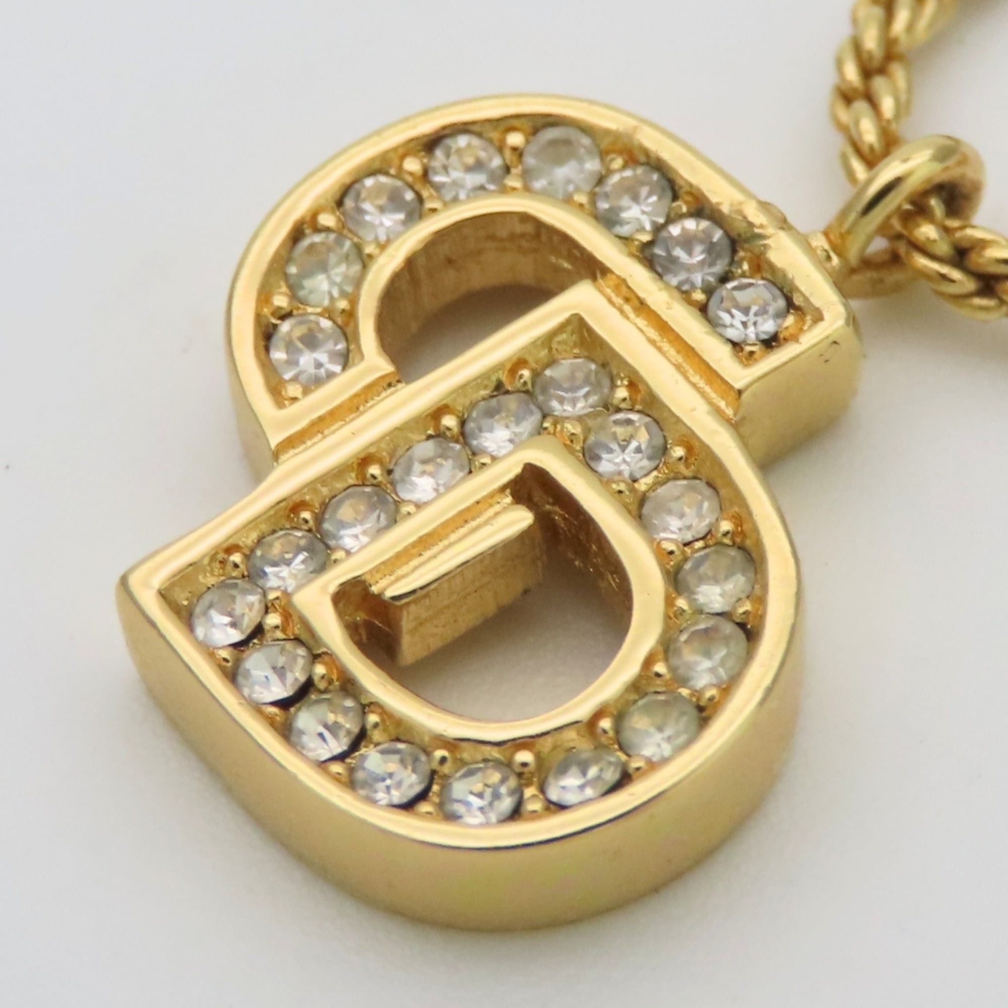 Dior Christian Dior Necklace Logo Metal Rhinestone Gold Plated Pendant for Women Size ONE SIZE - 4 Thumbnail