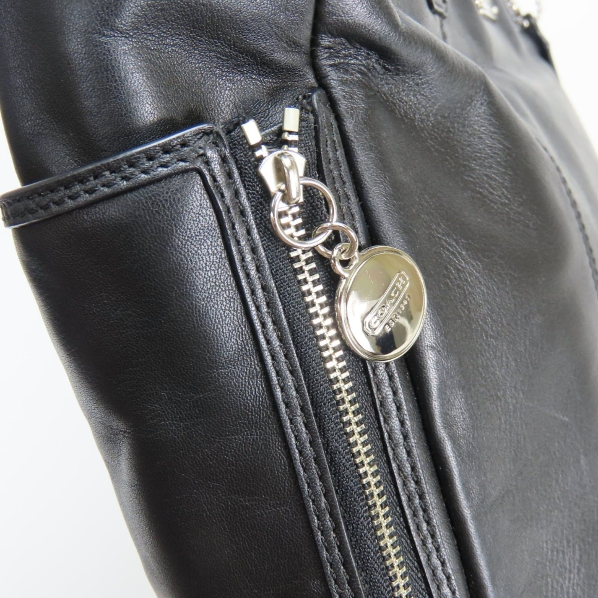 Coach Coach Tote Bag F19456 Leather Black Silver Hardware Women's COACH Size ONE SIZE - 12 Thumbnail