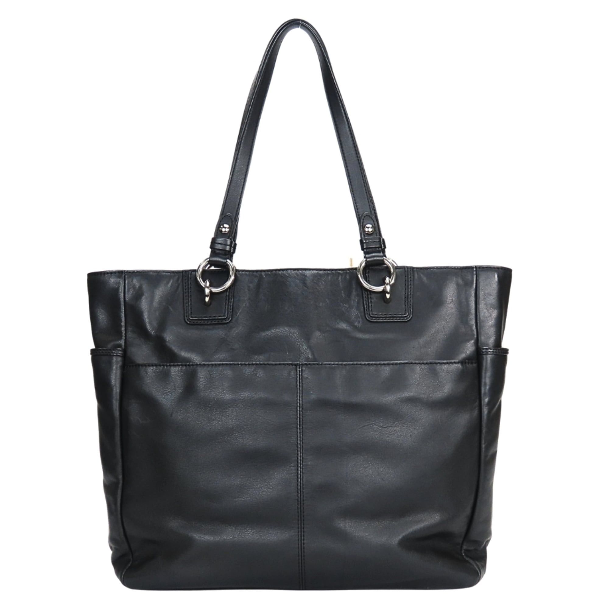 Coach Coach Tote Bag F19456 Leather Black Silver Hardware Women's COACH Size ONE SIZE - 4 Thumbnail