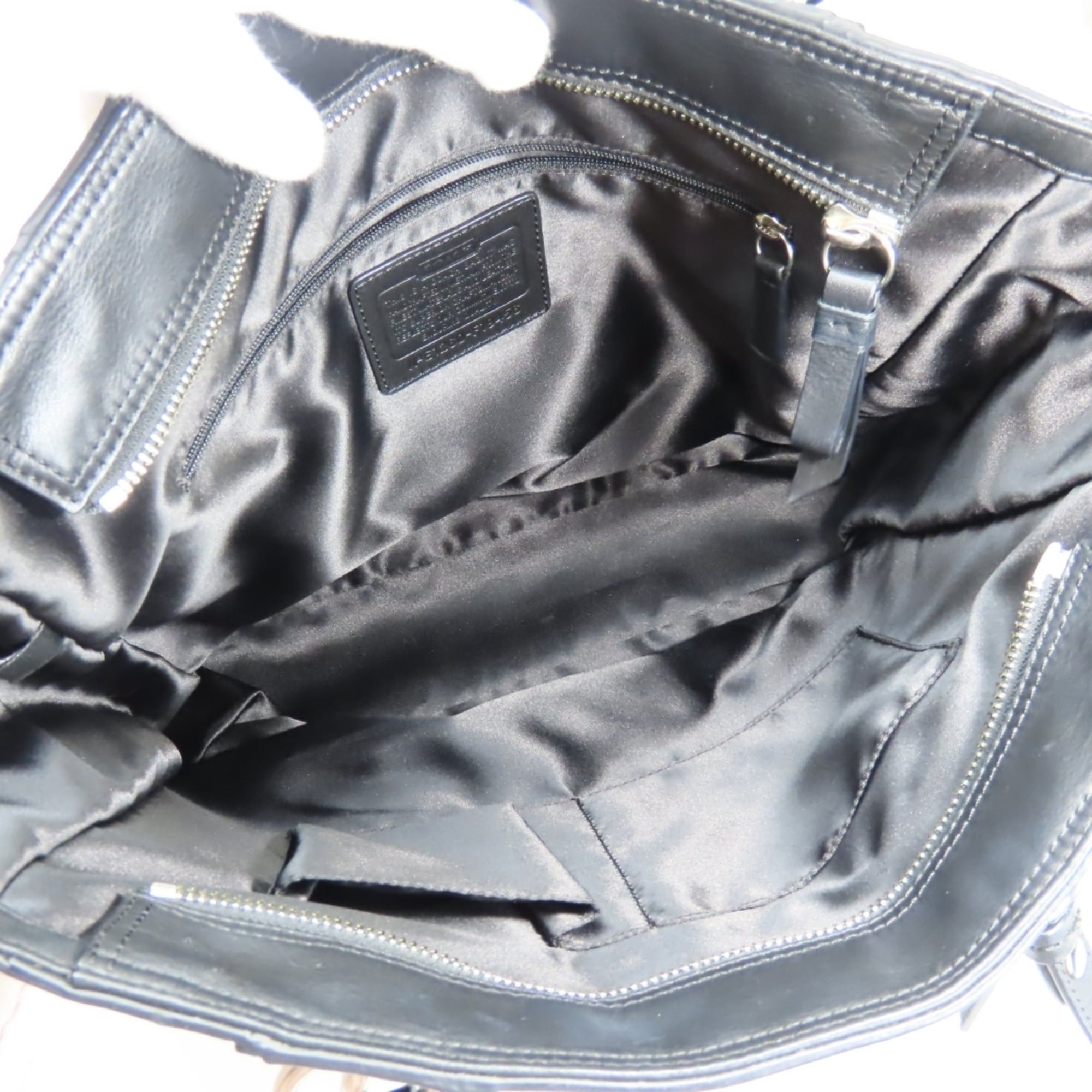 Coach Coach Tote Bag F19456 Leather Black Silver Hardware Women's COACH Size ONE SIZE - 21 Thumbnail