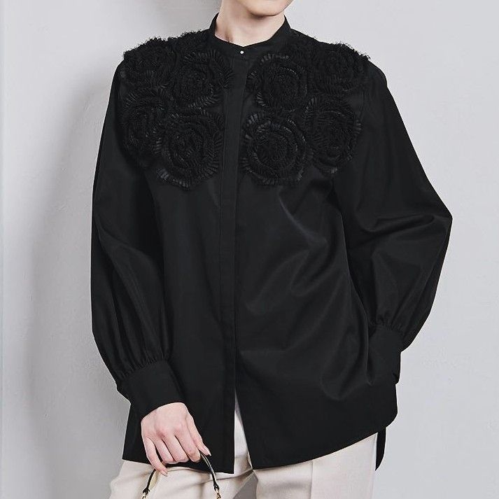 United Arrows United Arrows UNITED ARROWS Flower Tulle Cotton Shirt Textile Tops 1521-199-1440 DUTY FREE for USA Size ONE SIZE - 3 Thumbnail