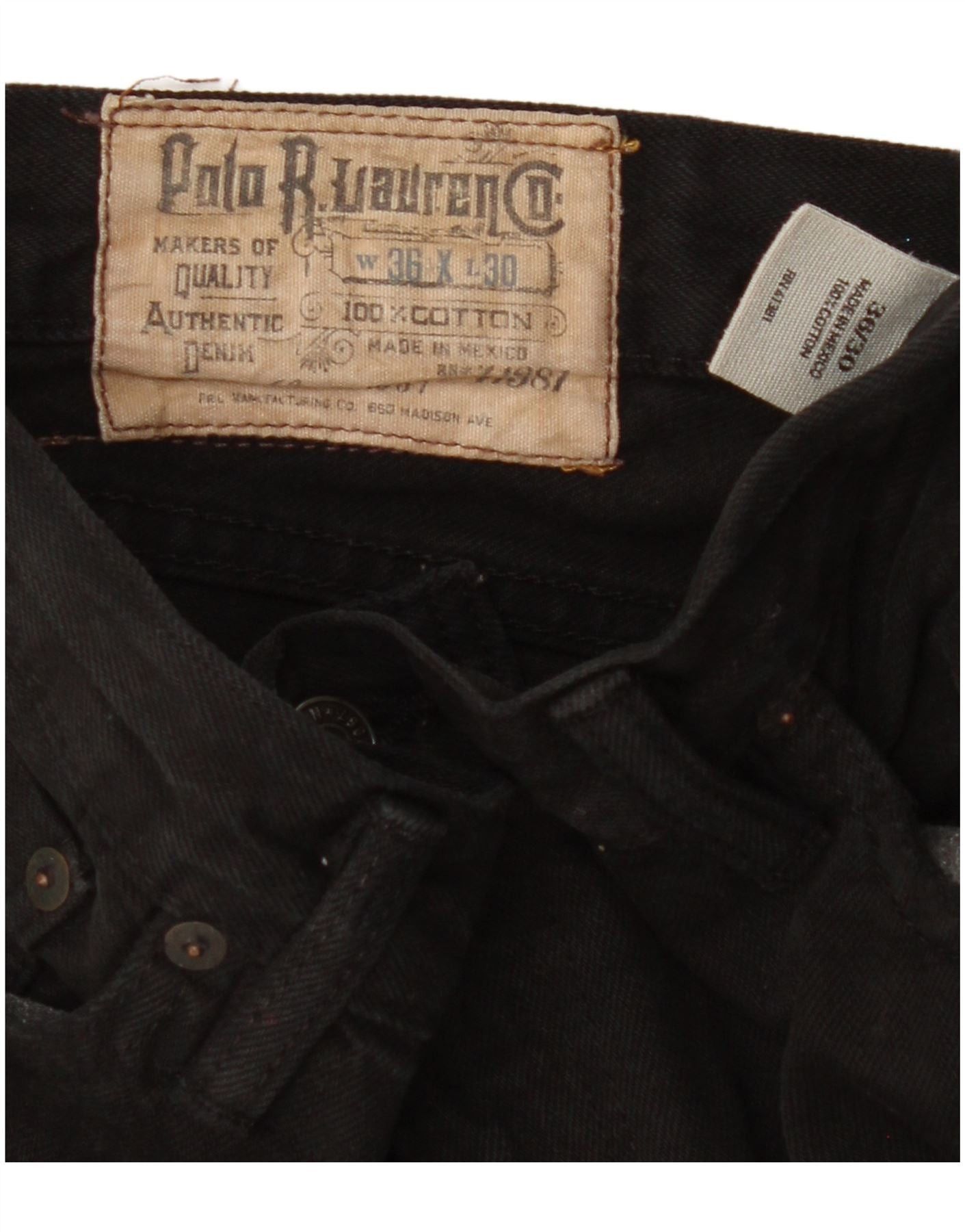 Polo Ralph Lauren Mens Slim Jeans W36 L30 Black Cotton Size US 28 / EU 44 - 3 Thumbnail