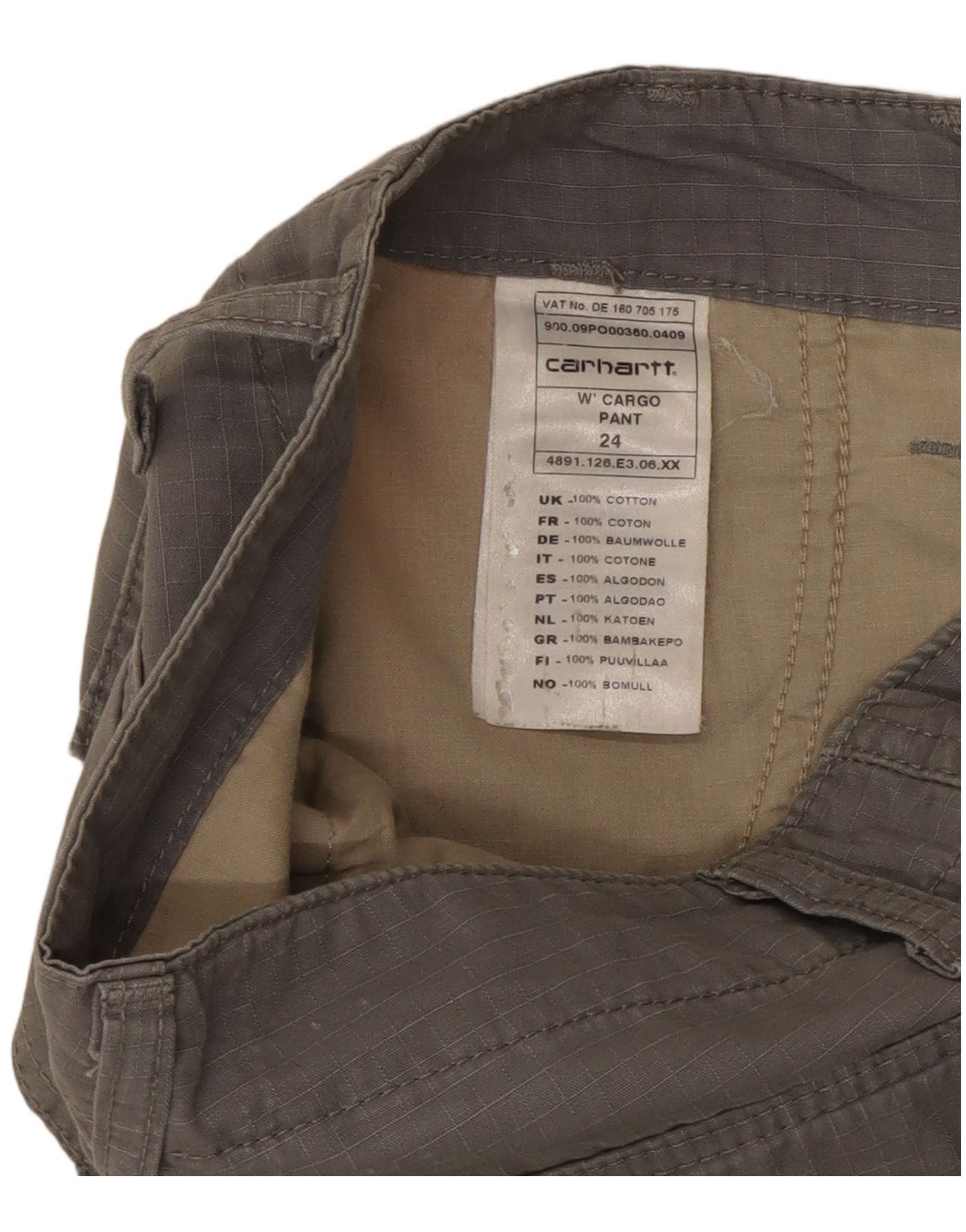 Carhartt Womens Straight Cargo Trousers W24 L31 Grey Cotton Size 42" / US 20 - 4 Thumbnail