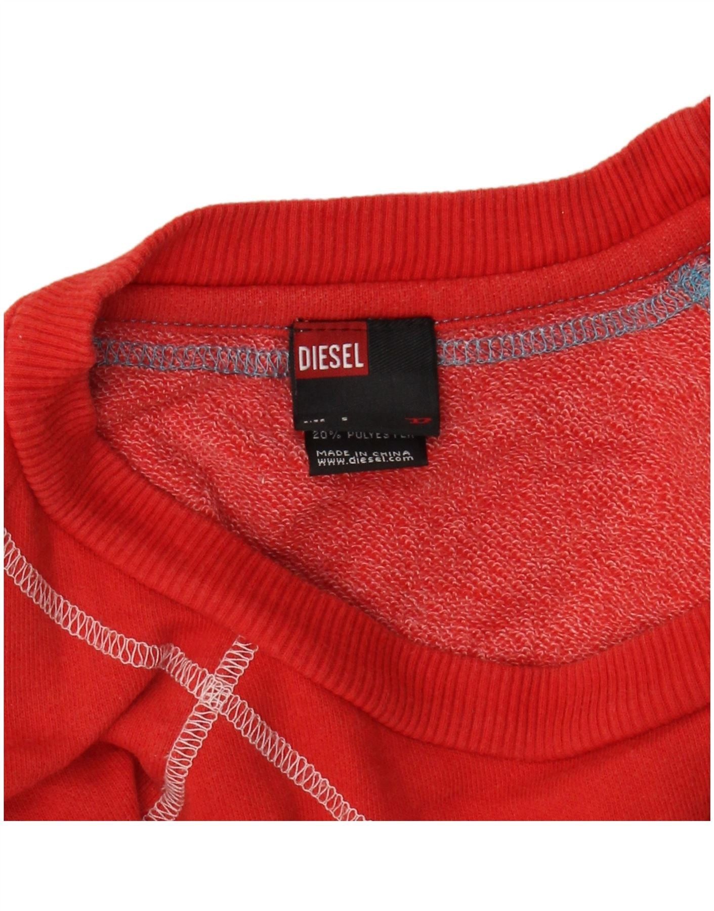Diesel Womens Graphic Sweatshirt Jumper UK 10 Small Red Cotton Size XS / US 0-2 / IT 36-38 - 3 Thumbnail
