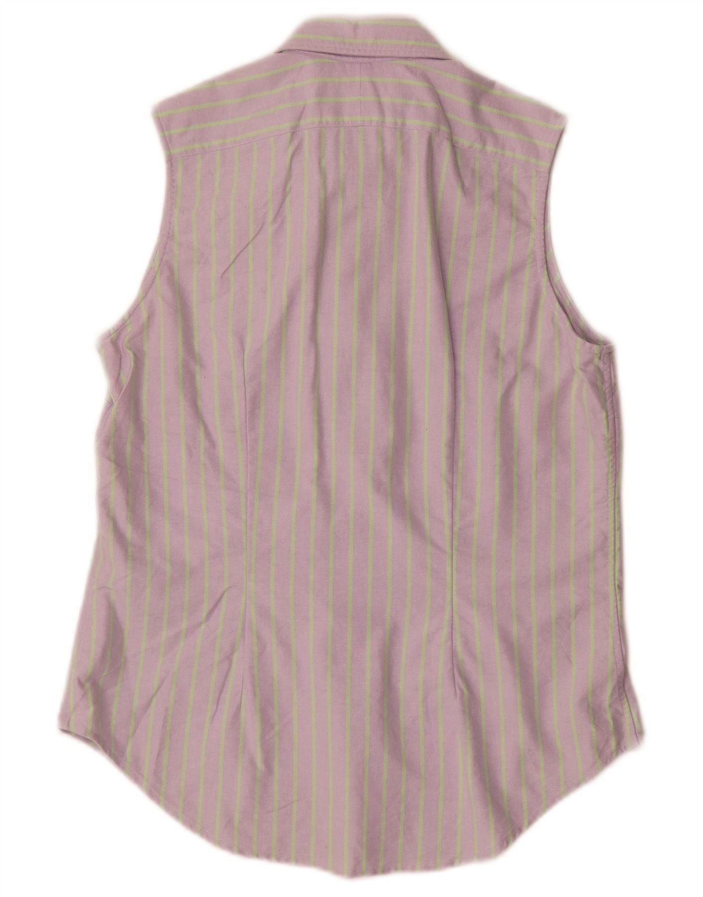 Ralph Lauren Womens Sleeveless Shirt US 4 Small Purple Striped Cotton Size XS / US 0-2 / IT 36-38 - 2 Thumbnail