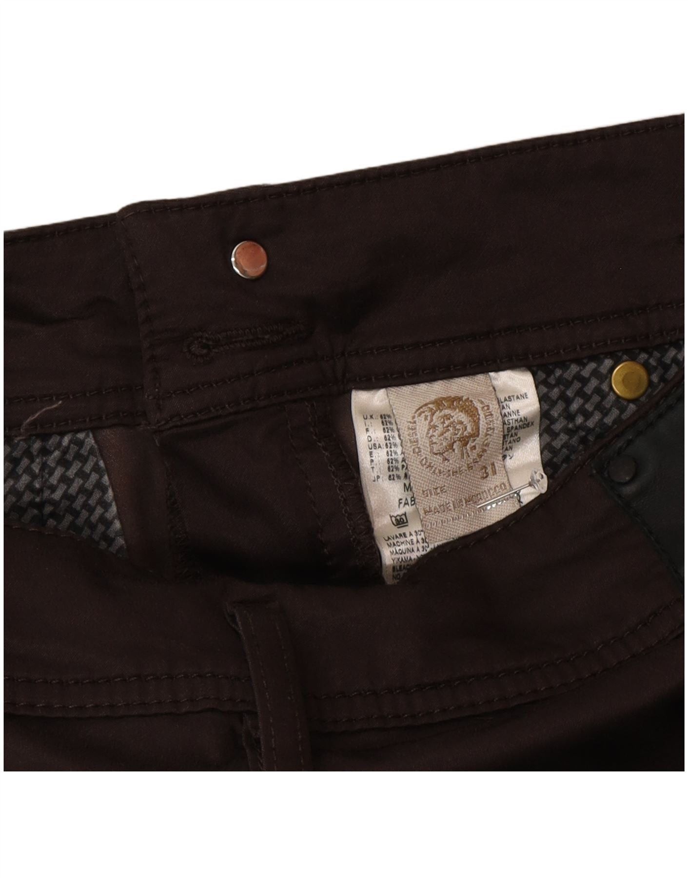 Diesel Womens Slim Casual Trousers W31 L34 Brown Cotton Size 34" / US 12 / IT 48 - 5 Thumbnail