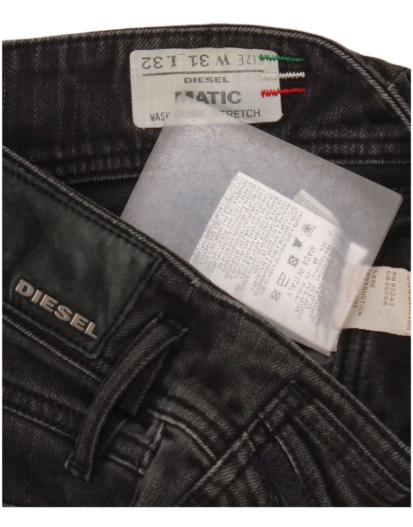 Diesel Womens Matic Stretch Straight Jeans W31 L26 Black Cotton Size 42" / US 20 - 6 Thumbnail