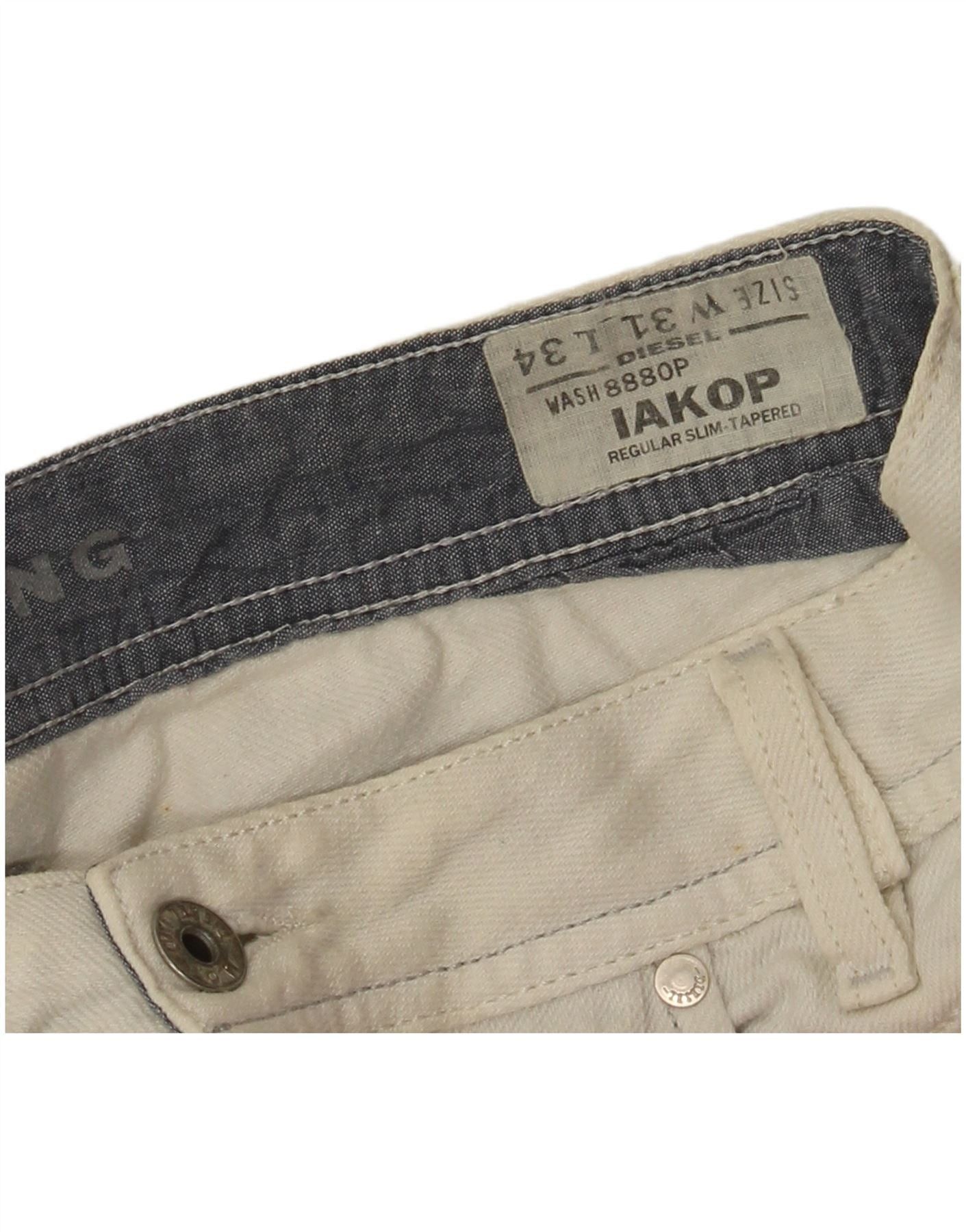 Diesel Womens Iakop Regular Slim Tapered Jeans W31 L29 White Cotton Size 42" / US 20 - 4 Thumbnail