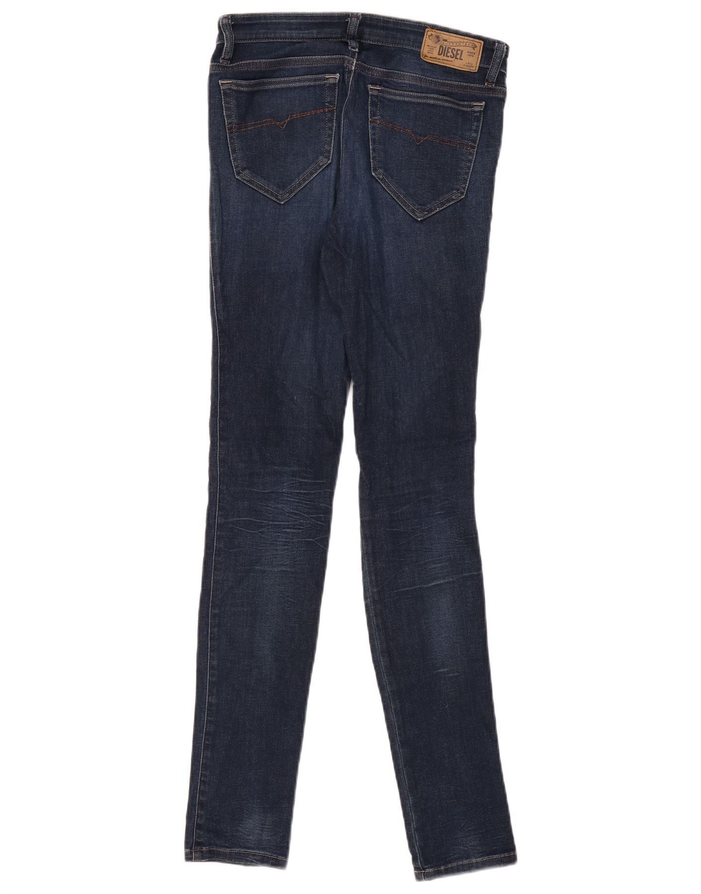 Diesel Womens Skinzee Super Slim Skinny Jeans W28 L32 Navy Blue Cot Size 24" / US 00 / IT 34 - 2 Thumbnail