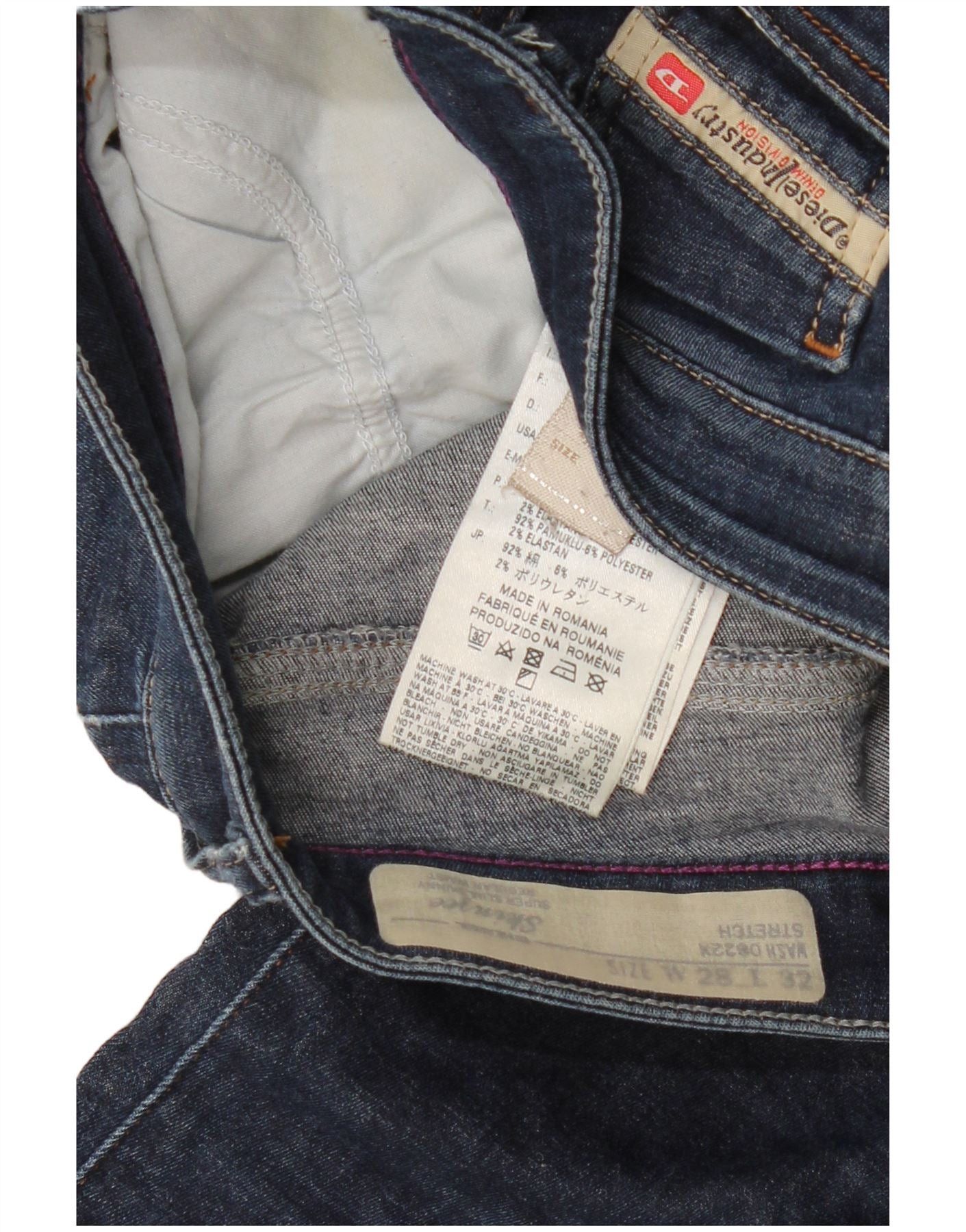 Diesel Womens Skinzee Super Slim Skinny Jeans W28 L32 Navy Blue Cot Size 24" / US 00 / IT 34 - 3 Thumbnail