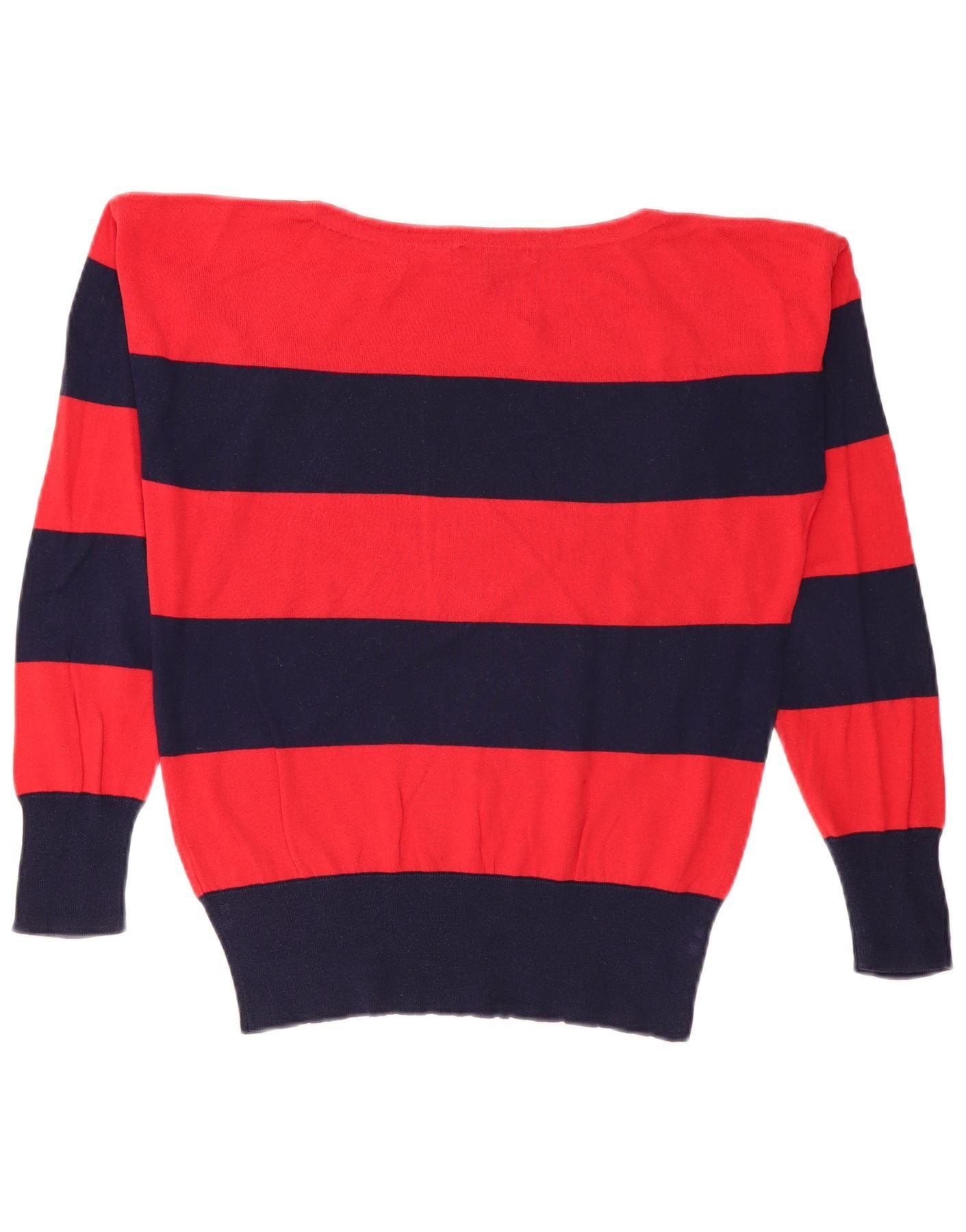 Ralph Lauren Womens Boat Neck Jumper Sweater UK 14 Medium Navy Blue Strip Size M / US 6-8 / IT 42-44 - 2 Thumbnail