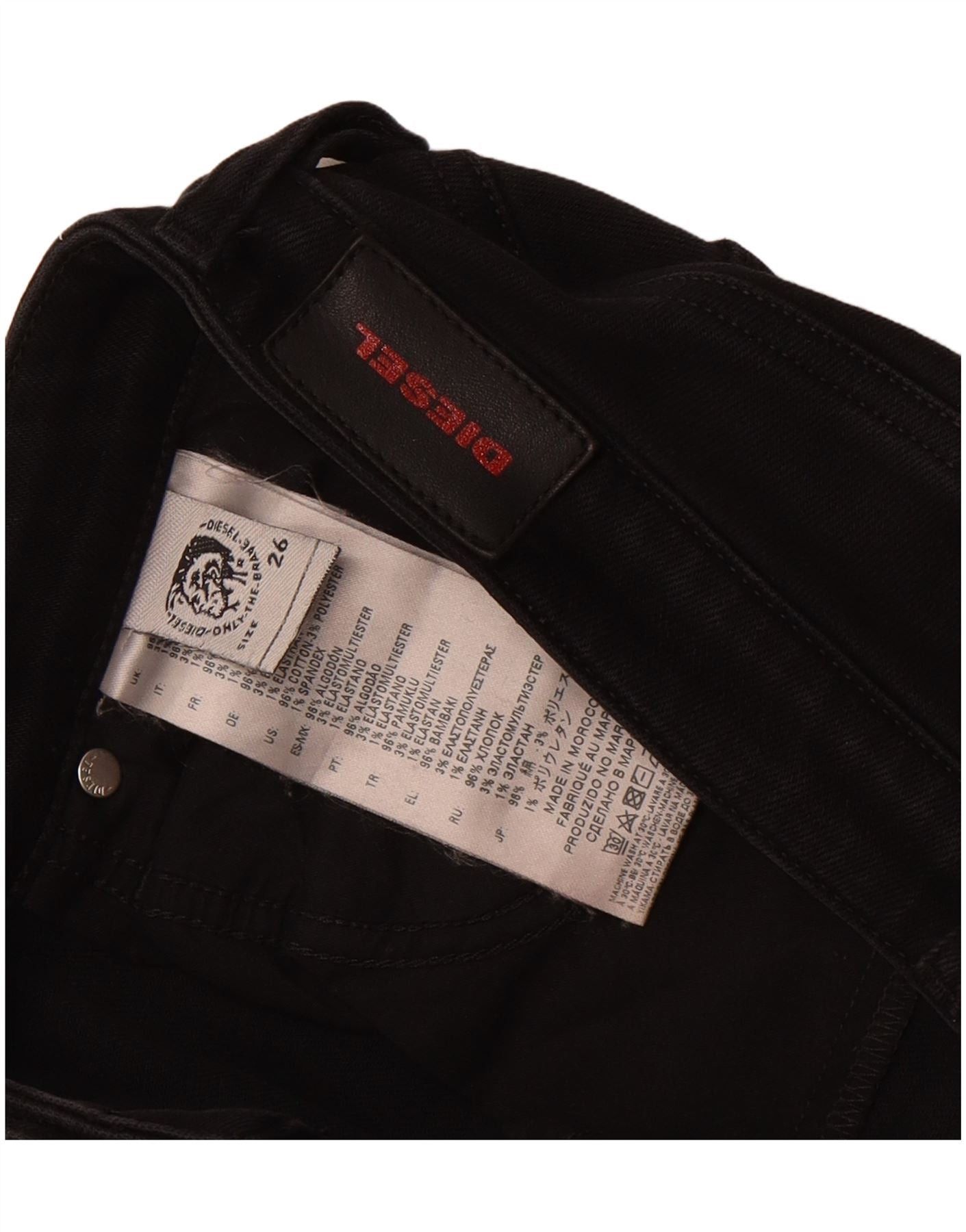 Diesel Womens Cropped Jeans W26 L25 Black Cotton Size 42" / US 20 - 3 Thumbnail