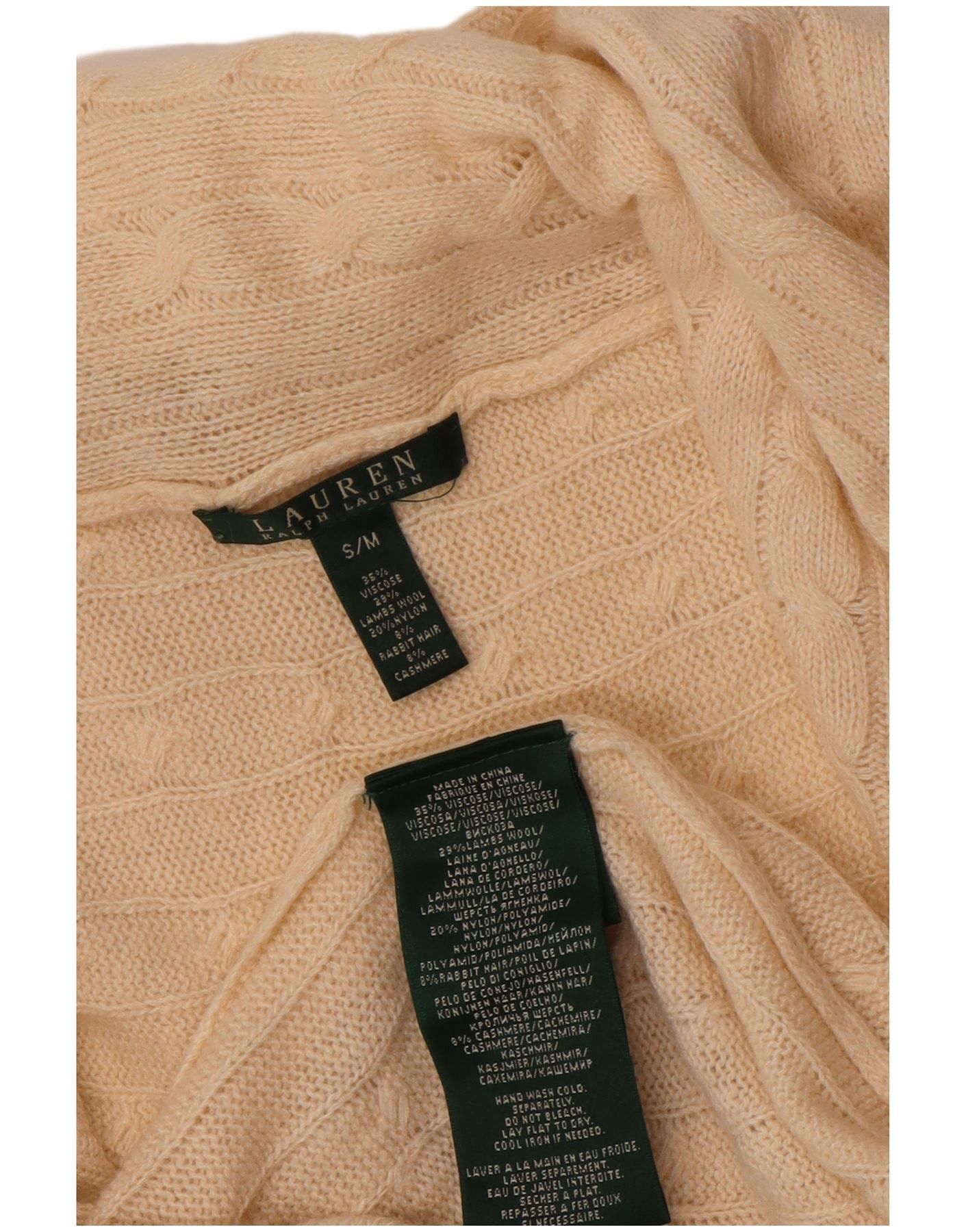 Ralph Lauren Womens Overd Open Cardigan Sweater UK 10 Small Beige Size L / US 10 / IT 46 - 3 Thumbnail