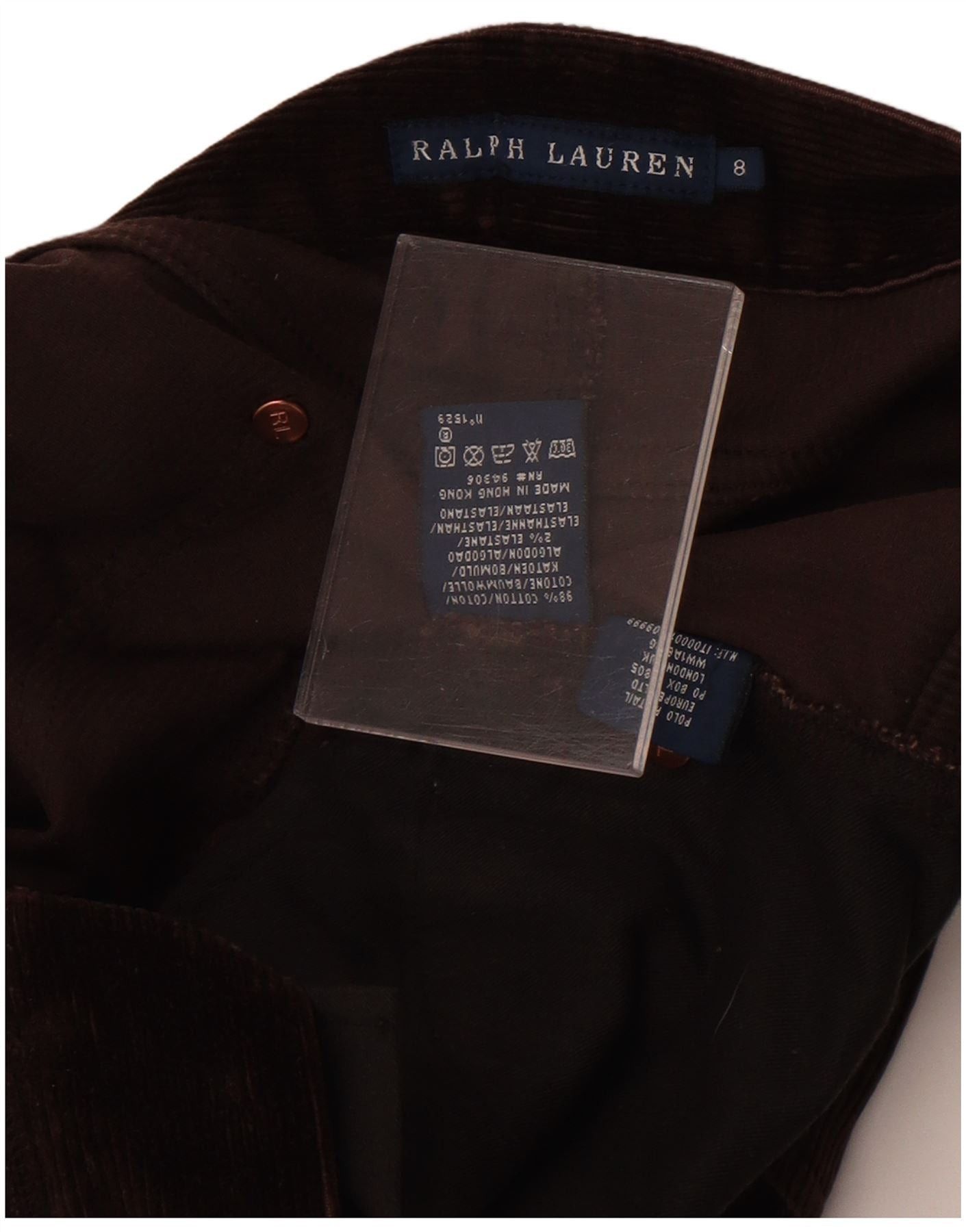 Ralph Lauren Womens Slim Corduroy Trousers US 8 Medium W29 L34 Brown Cott Size 27" / US 4 / IT 40 - 3 Thumbnail