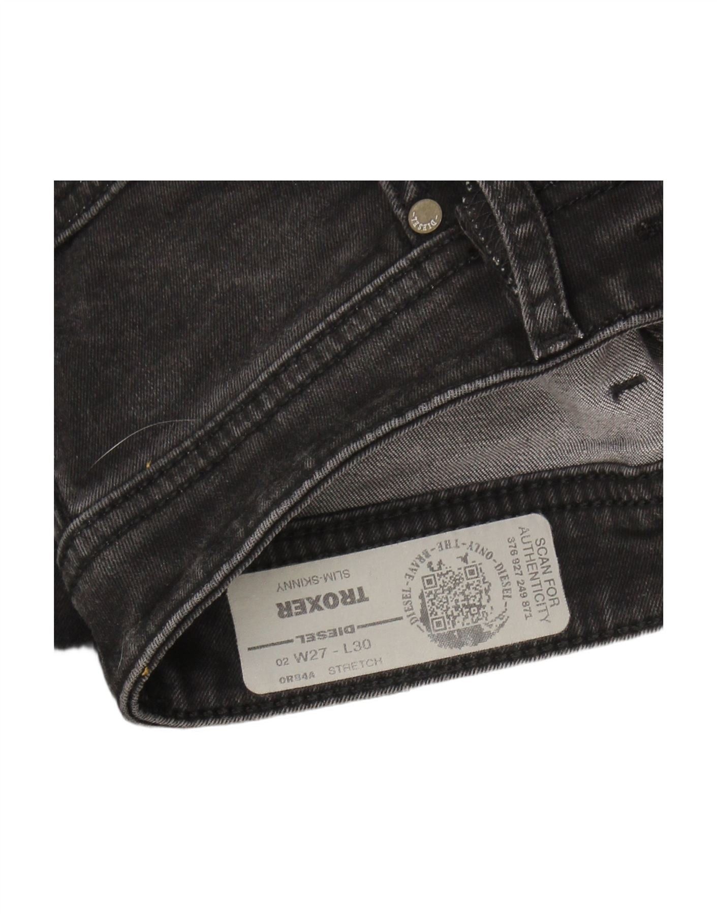 Diesel Womens Troxer Slim Skinny Jeans W27 L30 Black Cotton Size 42" / US 20 - 3 Thumbnail