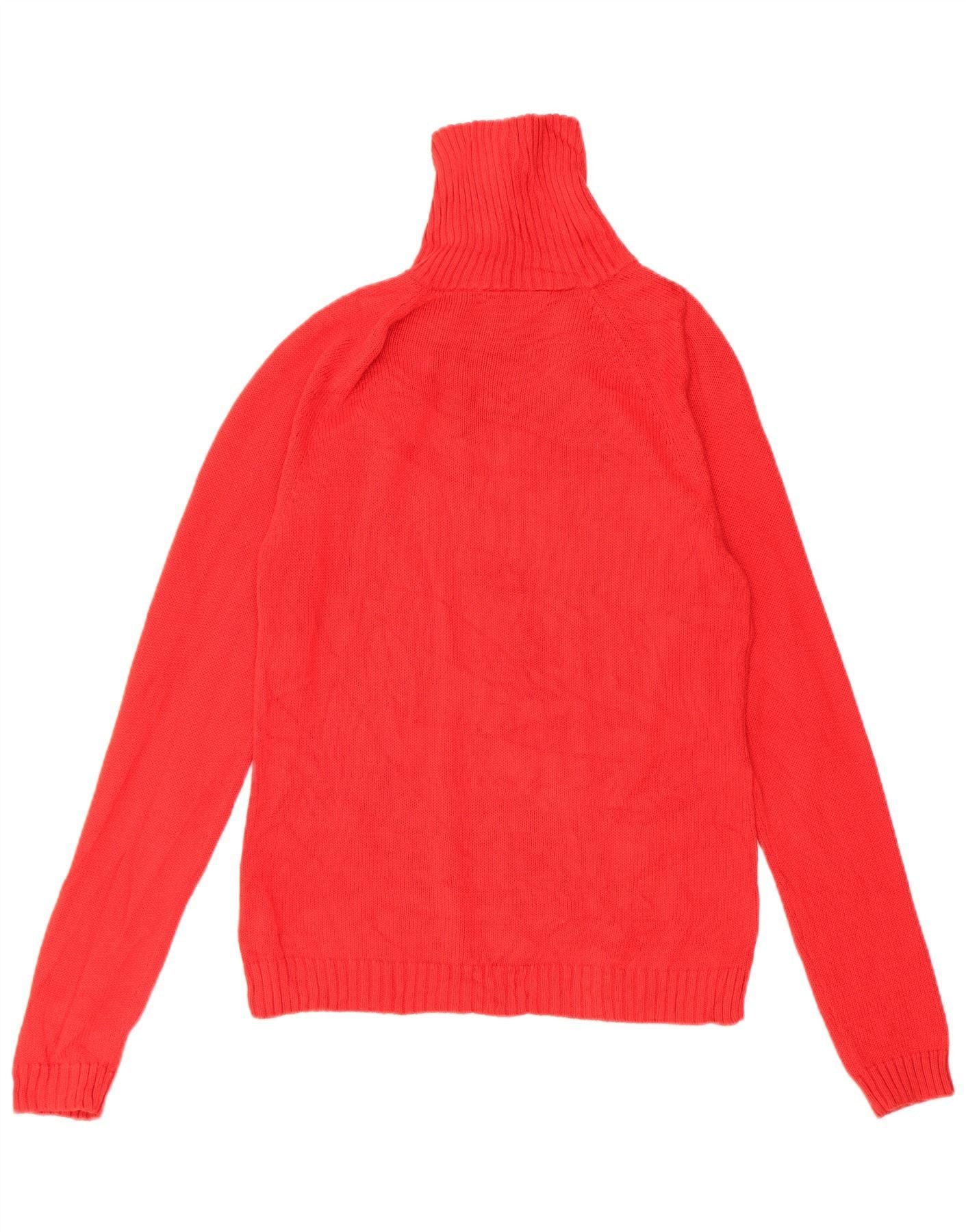 Ralph Lauren Womens Button Neck Jumper Sweater UK 10 Small Red Cotton Size XS / US 0-2 / IT 36-38 - 2 Thumbnail
