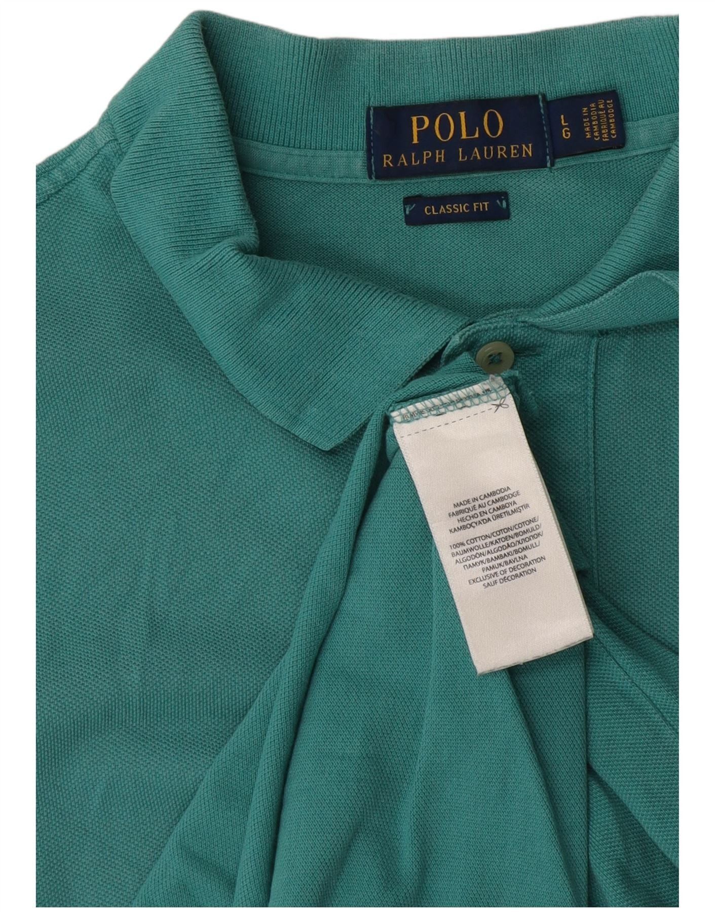 Polo Ralph Lauren Mens Classic Fit Polo Shirt Large Turquoise Cotton Size US XL / EU 56 / 4 - 3 Thumbnail