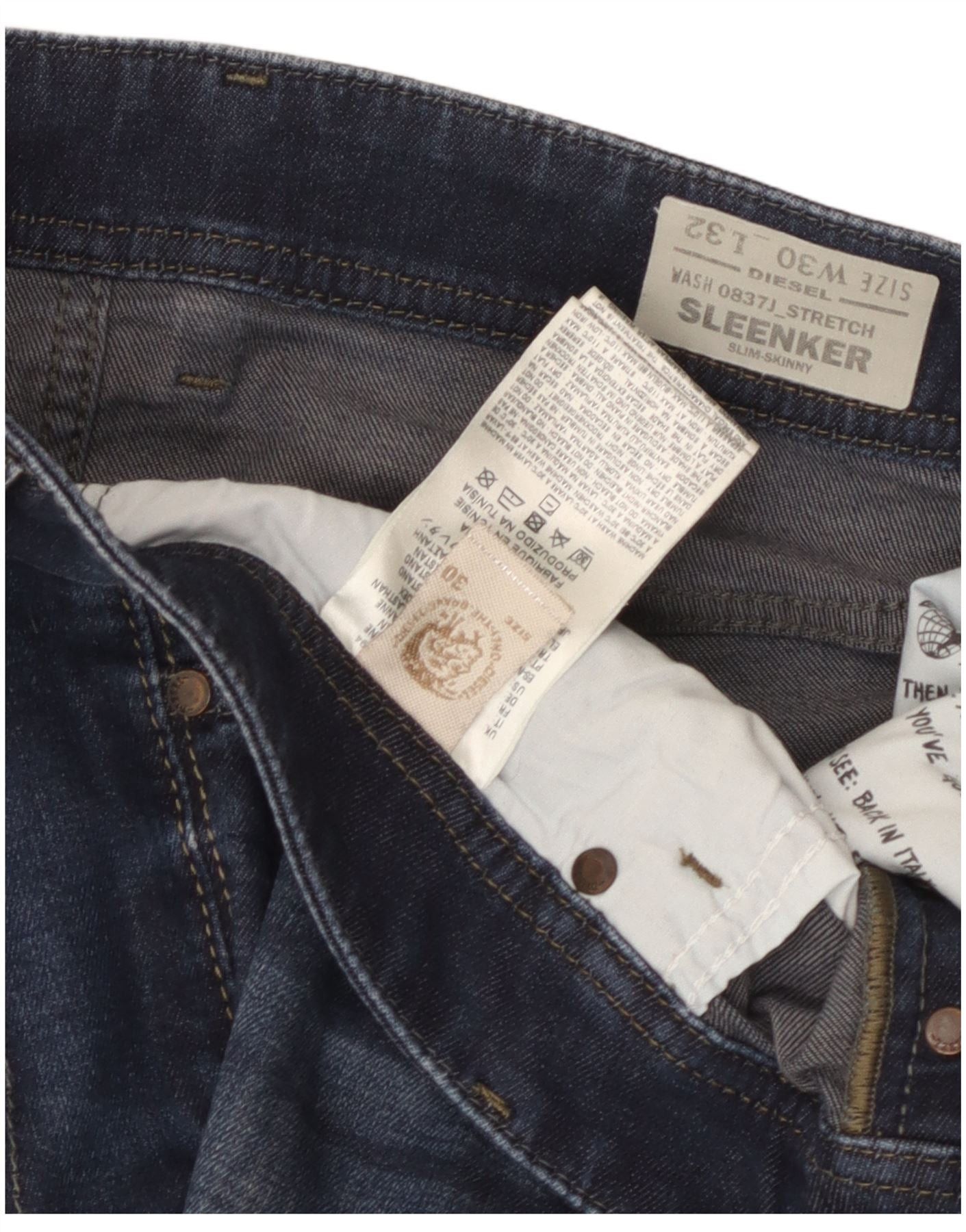 Diesel Womens Sleenker Distressed Slim Skinny Jeans W30 L32 Blue Co Size 42" / US 20 - 3 Thumbnail