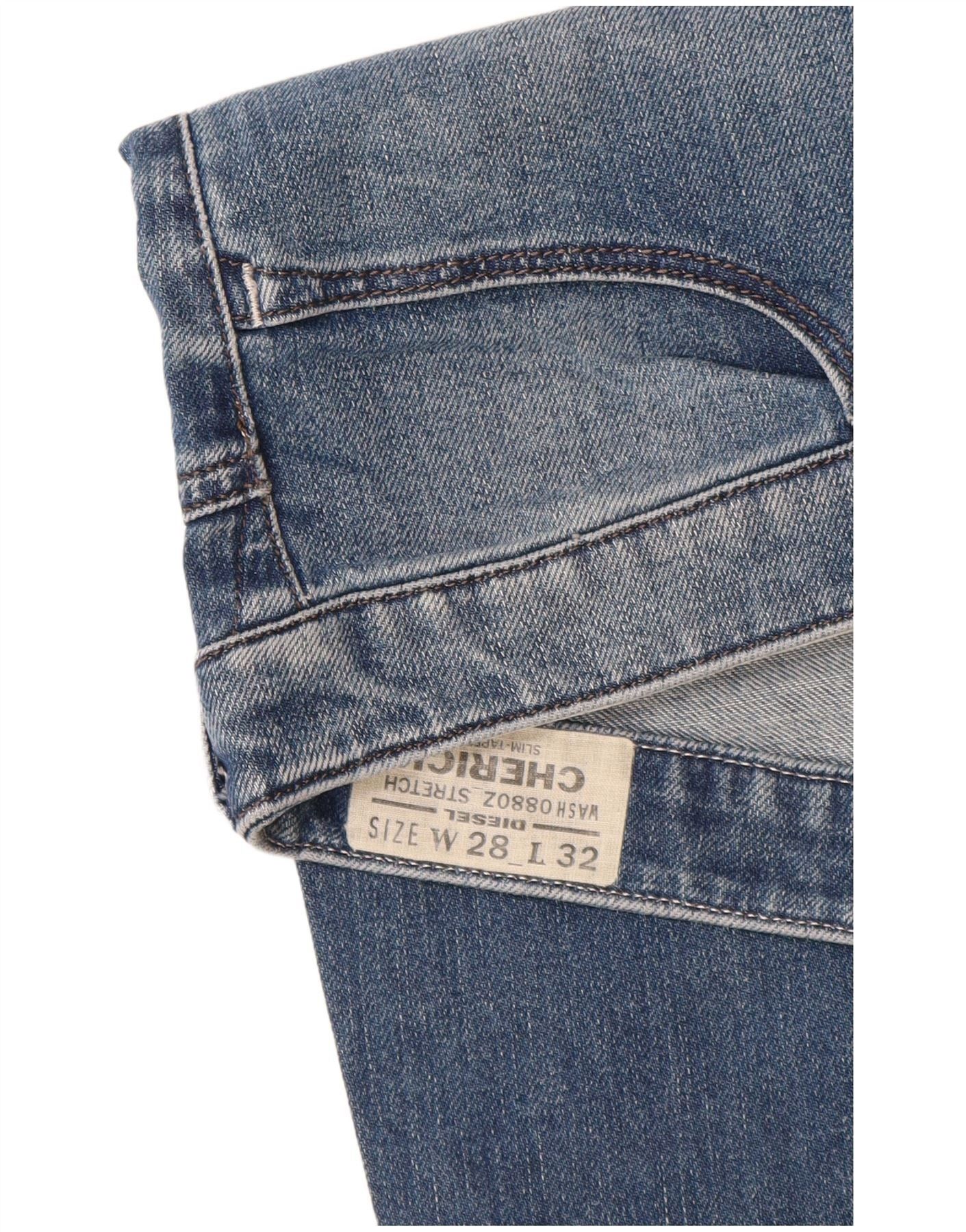 Diesel Womens Cherick Slim Fit Tapered Jeans W28 L27 Blue Cotton Size 42" / US 20 - 3 Thumbnail