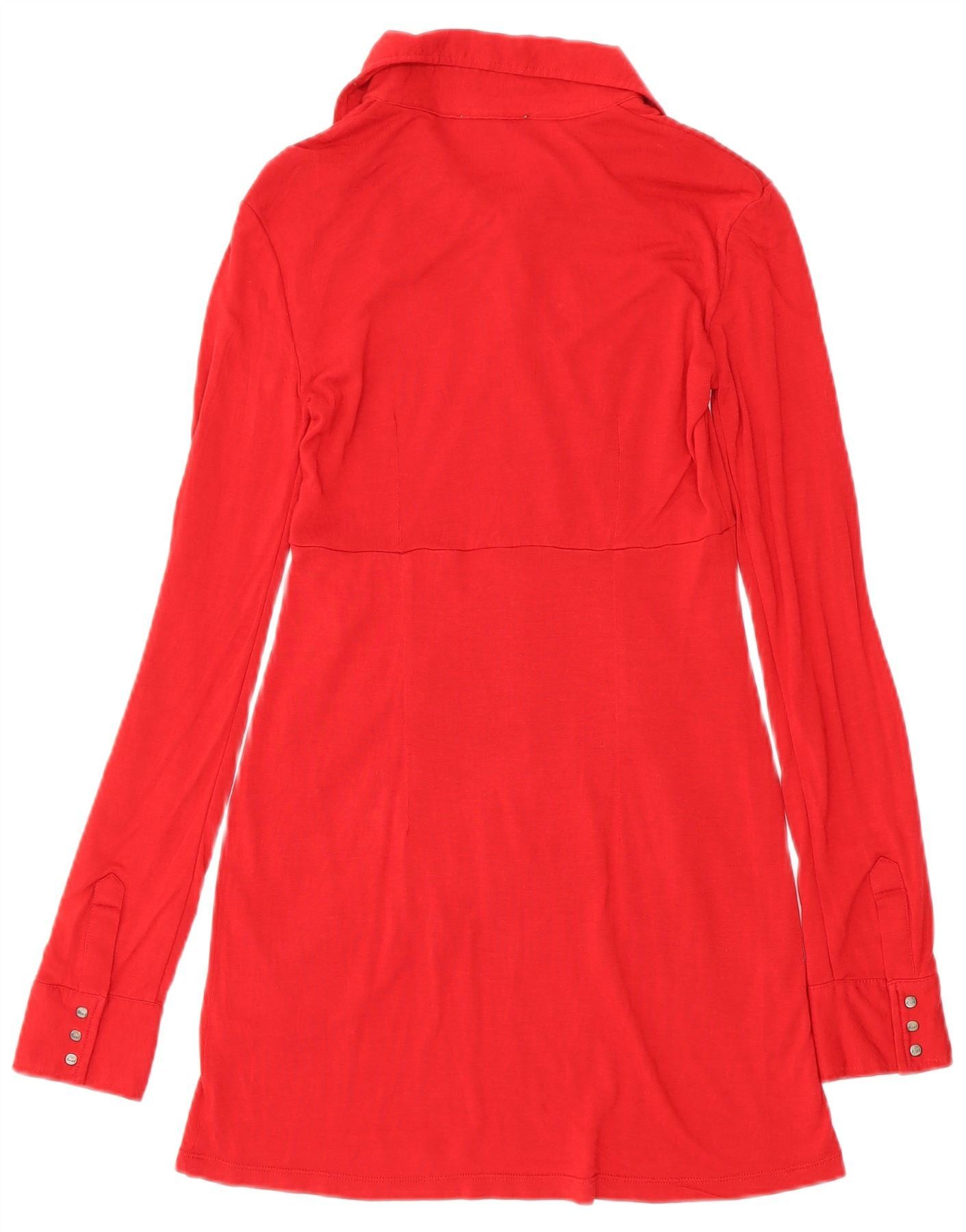 Diesel Womens Long Sleeve Polo Dress UK 8 Small Red Polyamide Size XXS / US 00 / IT 34 - 2 Thumbnail