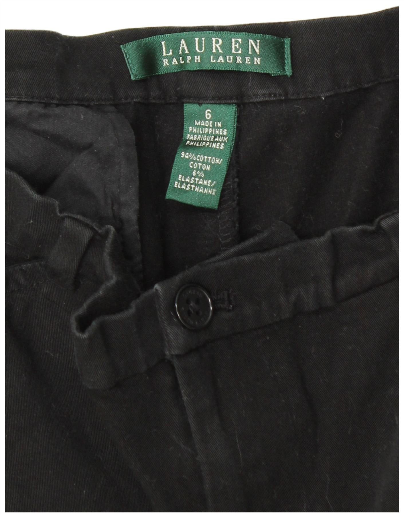 Ralph Lauren Womens Casual Trousers US 6 Medium W28 L25 Black Cotton Size 26" / US 2 / IT 38 - 3 Thumbnail