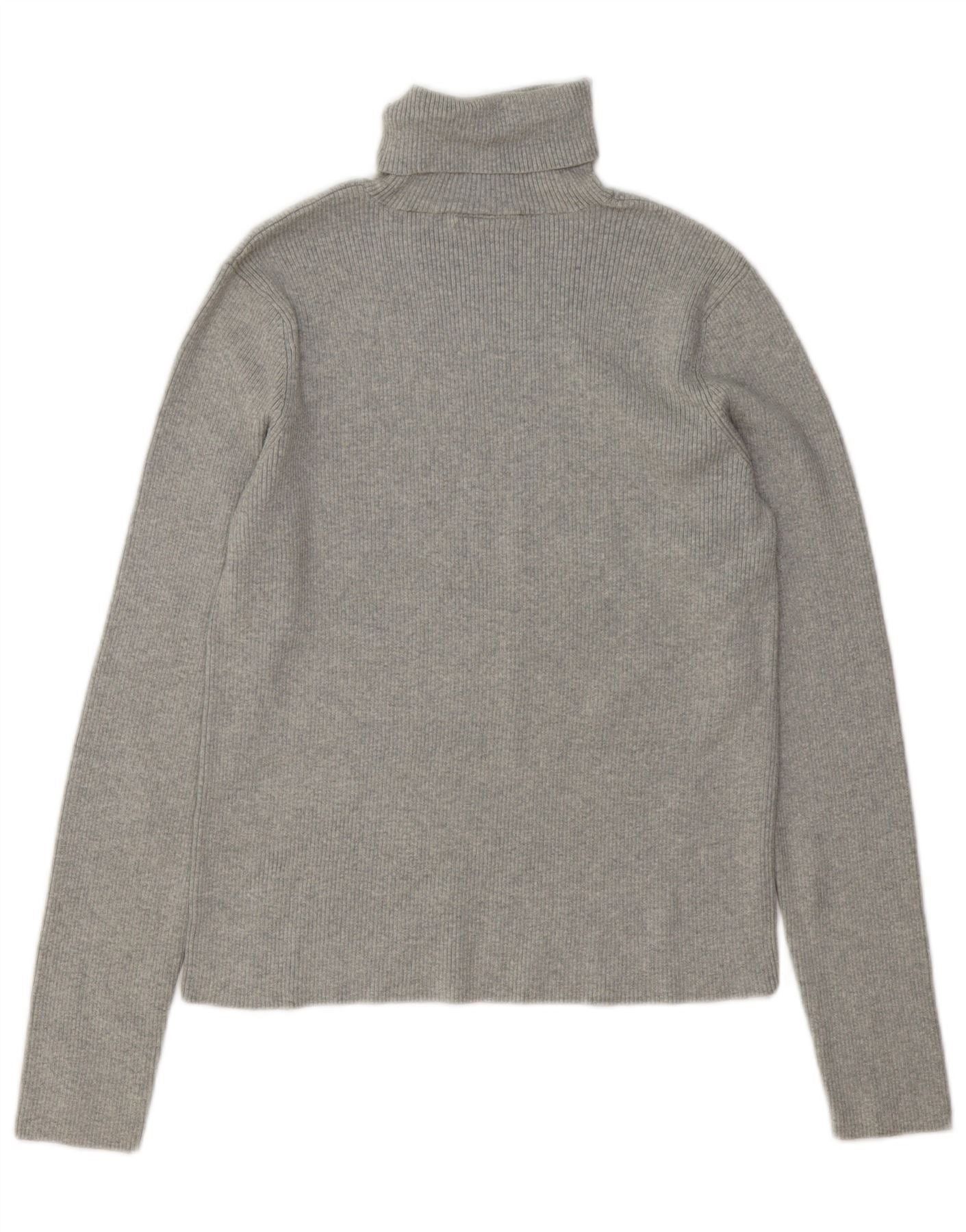 Ralph Lauren Womens Roll Neck Jumper Sweater UK 18 XL Grey Cotton Size M / US 6-8 / IT 42-44 - 2 Thumbnail