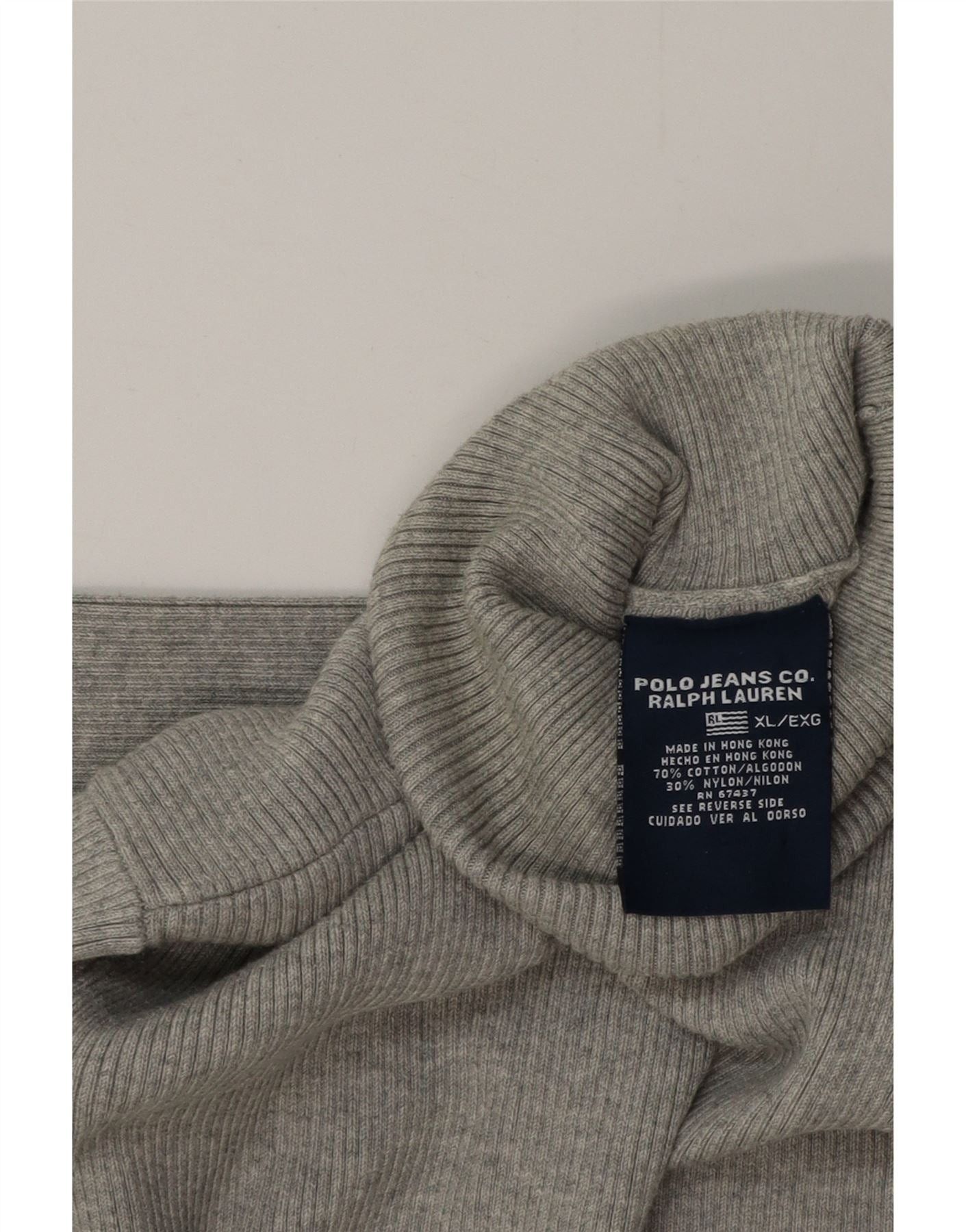 Ralph Lauren Womens Roll Neck Jumper Sweater UK 18 XL Grey Cotton Size M / US 6-8 / IT 42-44 - 3 Thumbnail