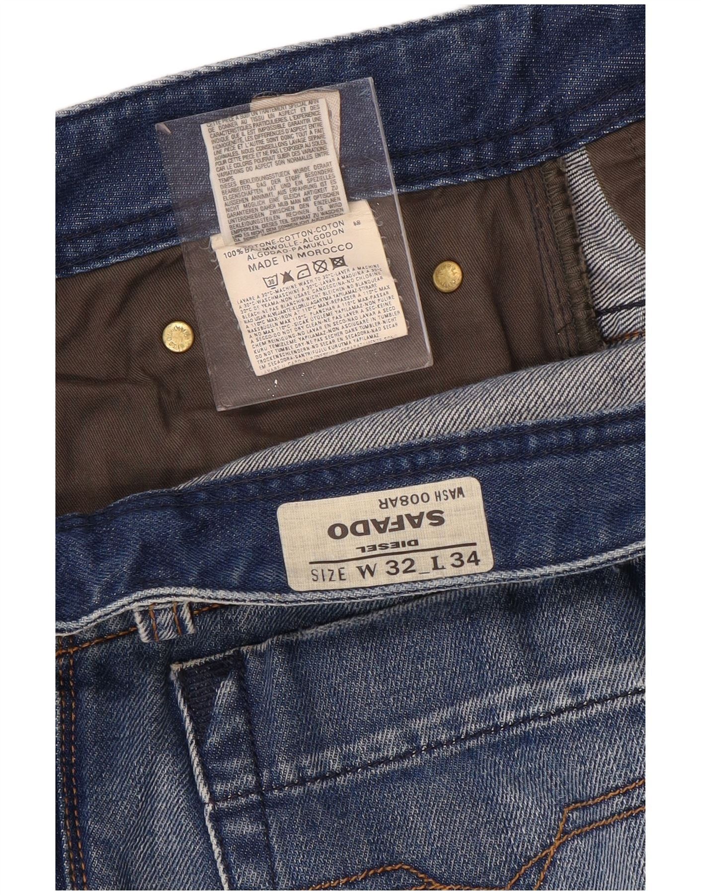 Diesel Womens Safado Distressed Straight Jeans W32 L34 Blue Cotton Size 24" / US 00 / IT 34 - 3 Thumbnail
