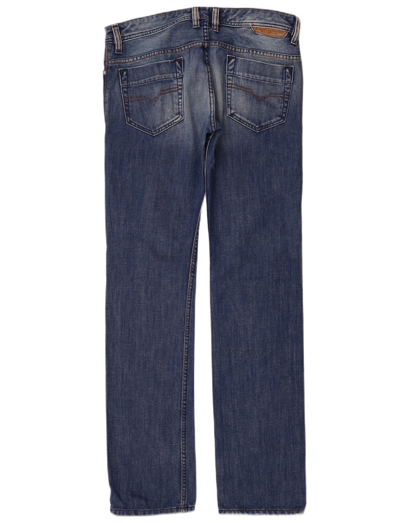 Diesel Womens Safado Distressed Straight Jeans W32 L34 Blue Cotton Size 24" / US 00 / IT 34 - 2 Thumbnail