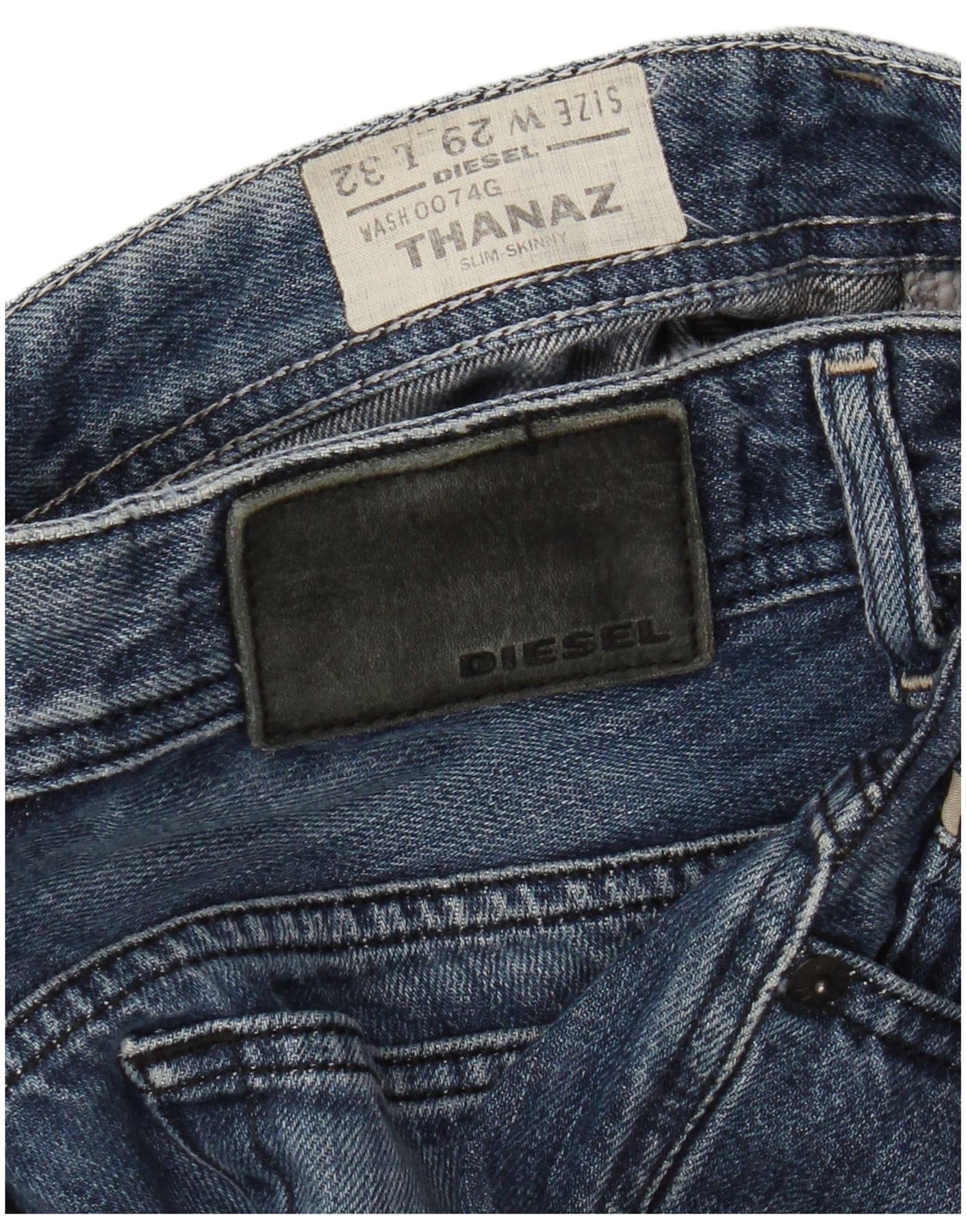 Diesel Mens Thanaz Slim Skinny Jeans W29 L32 Blue Cotton Size US 29 - 3 Thumbnail