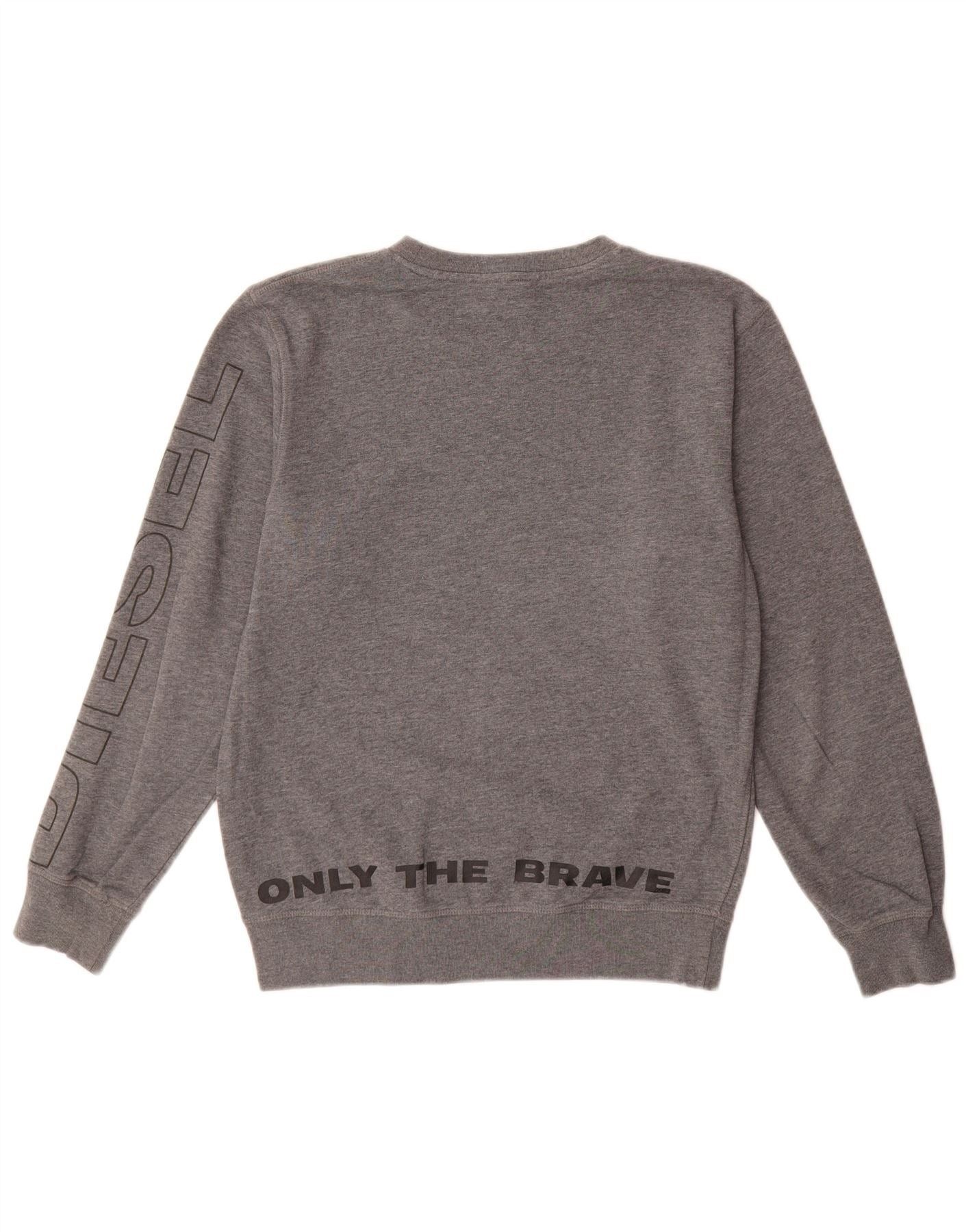 Diesel Mens Graphic Sweatshirt Jumper Small Grey Cotton Size US M / EU 48-50 / 2 - 2 Thumbnail