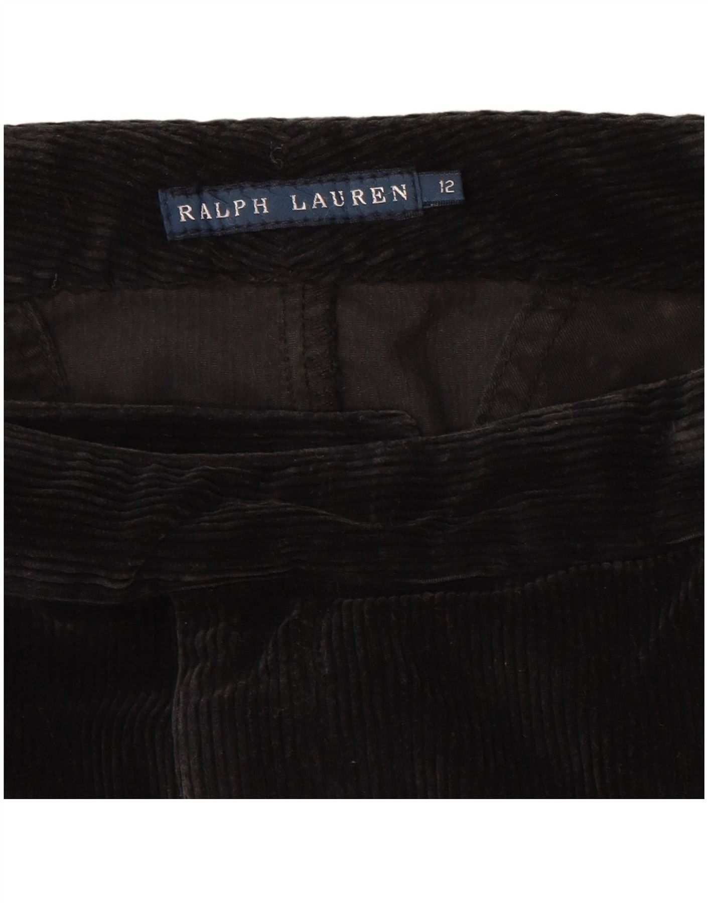 Ralph Lauren Womens Corduroy Skirt US 12 Large W34 Black Cotton Size 30" / US 8 / IT 44 - 3 Thumbnail
