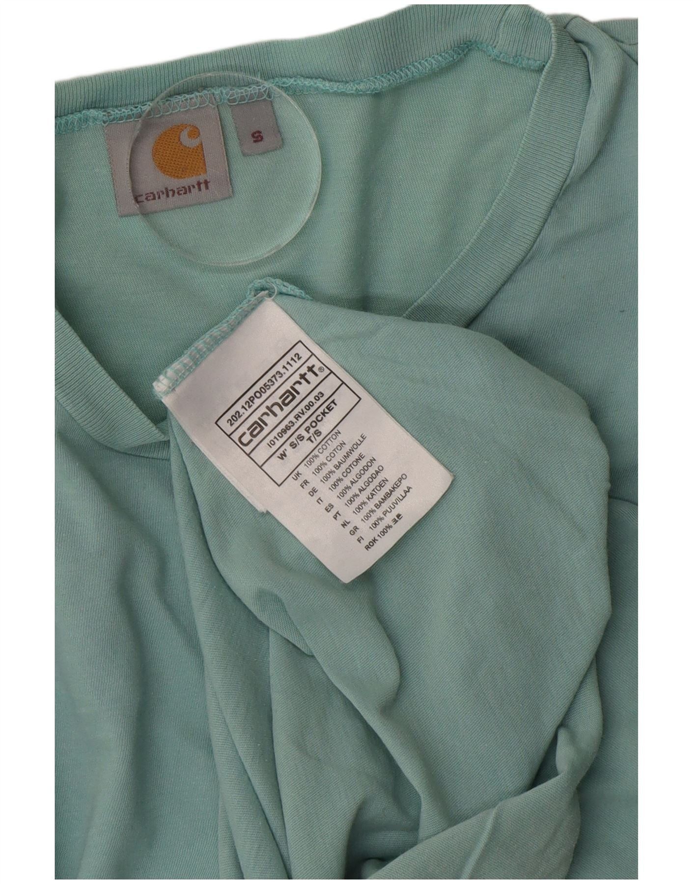 Carhartt Mens T-Shirt Top Small Turquoise Cotton Size US S / EU 44-46 / 1 - 4 Thumbnail
