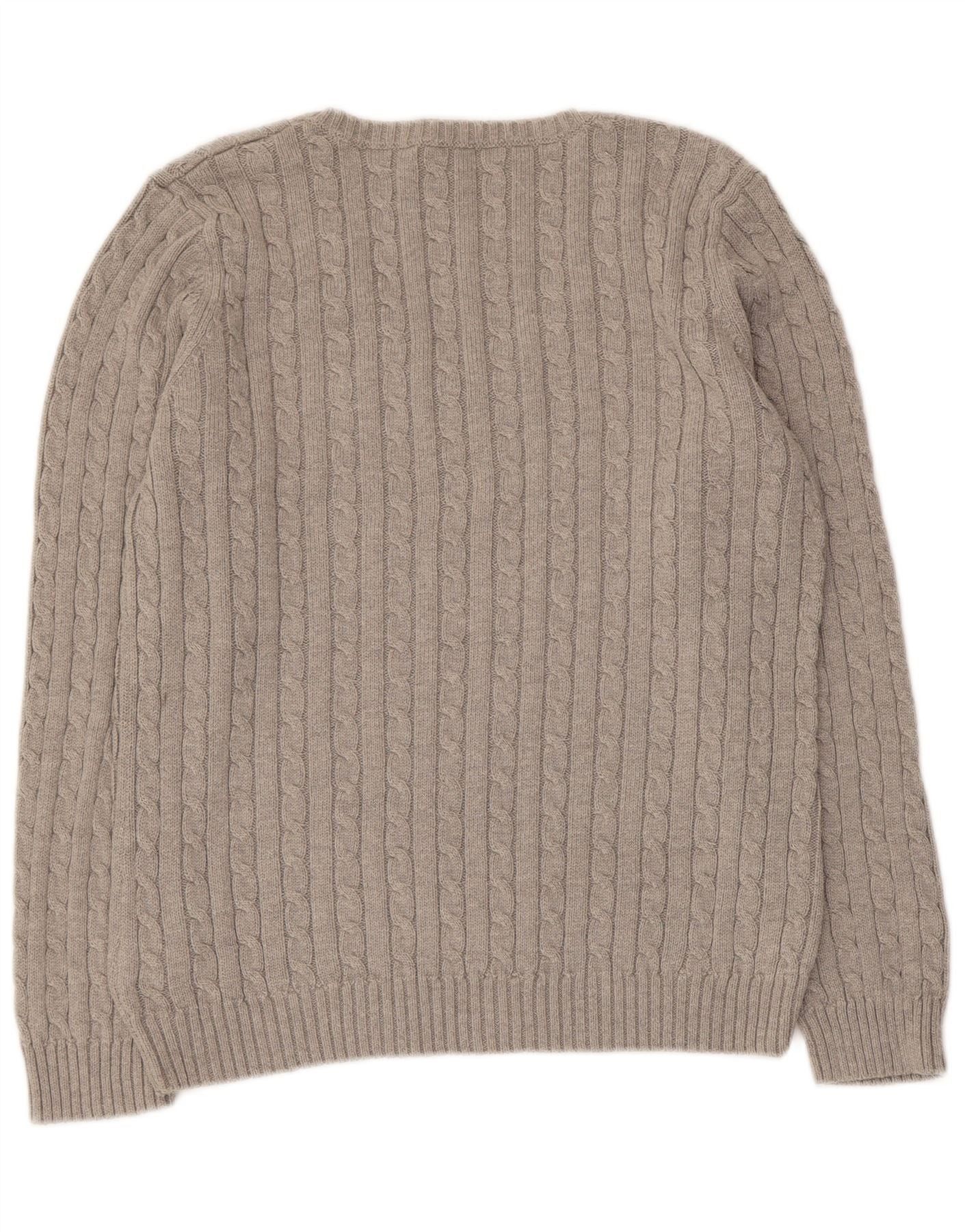 Ralph Lauren Womens V-Neck Jumper Sweater UK 16 Large Grey Cotton Size M / US 6-8 / IT 42-44 - 2 Thumbnail