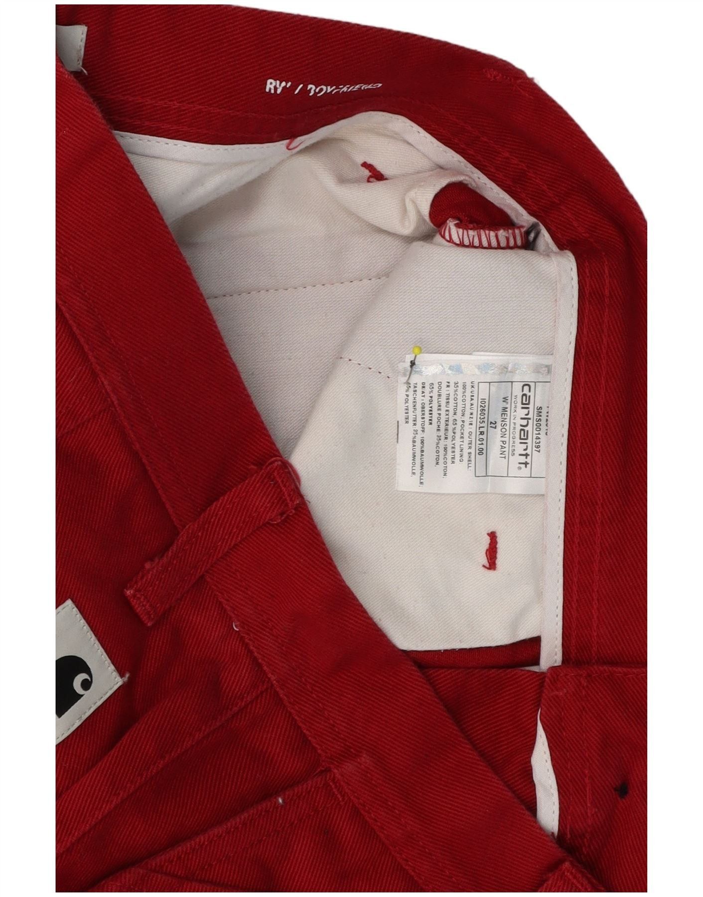Carhartt Mens Straight Chino Trousers W27 L26 Red Cotton Size US 28 / EU 44 - 3 Thumbnail